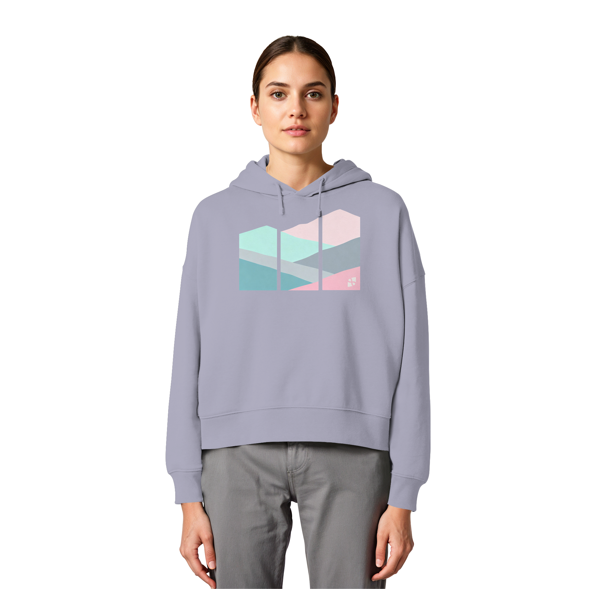 Pastell Mountain - Womens Organic Boxcut Hoodie