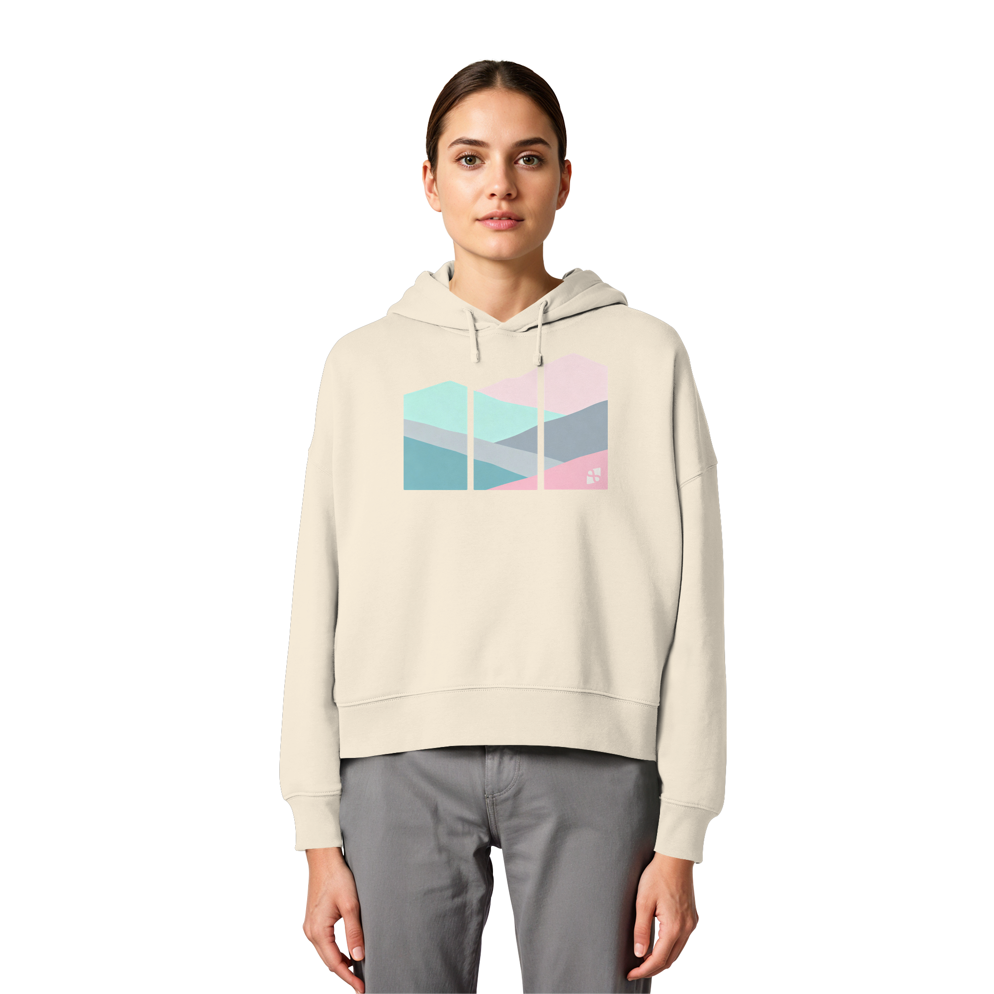 Pastell Mountain - Womens Organic Boxcut Hoodie