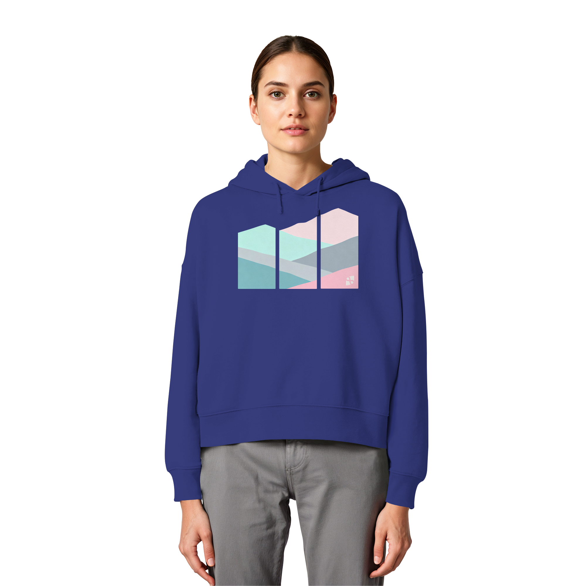Pastell Mountain - Womens Organic Boxcut Hoodie