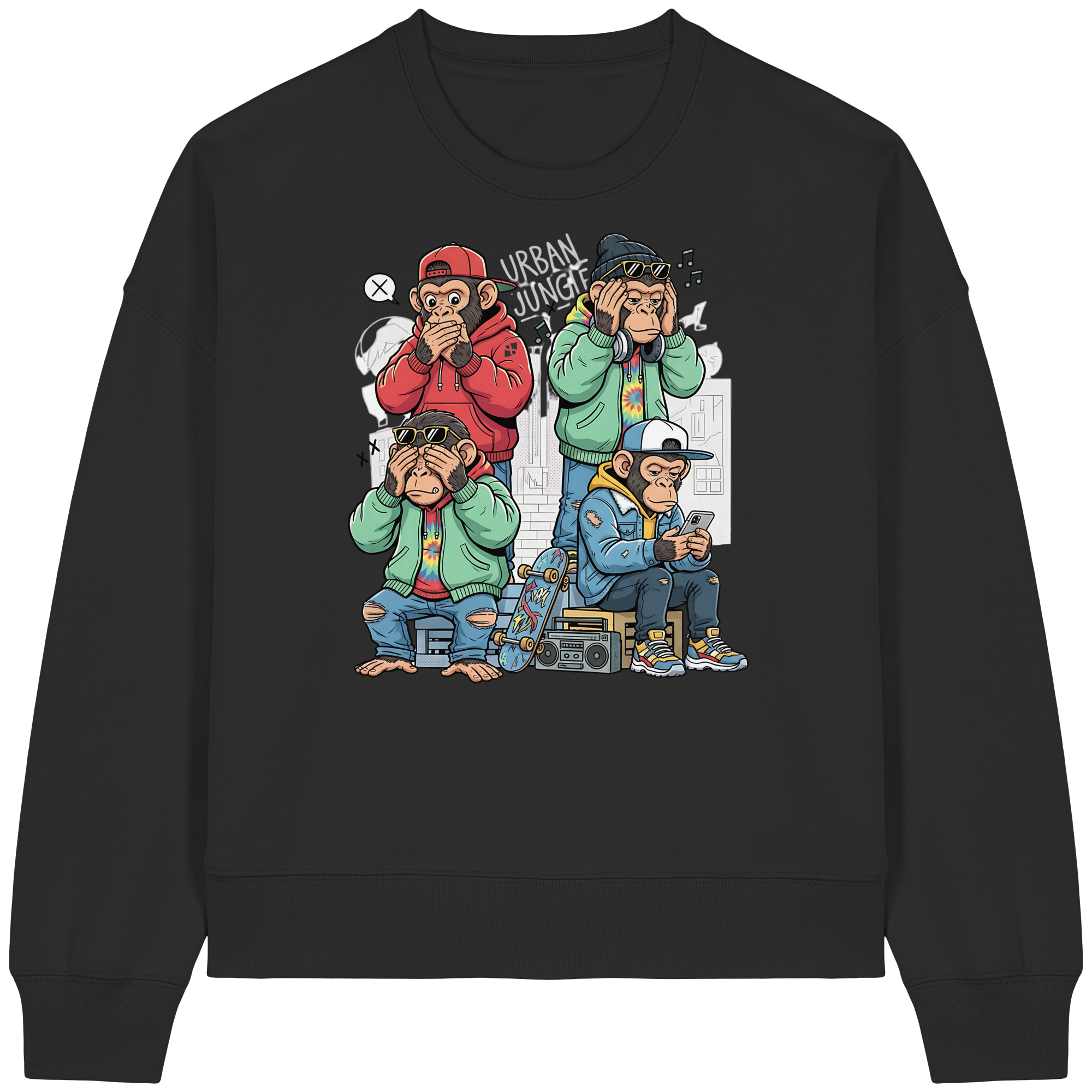 Die vier Stadtaffen - Womens Organic Boxcut Sweatshirt