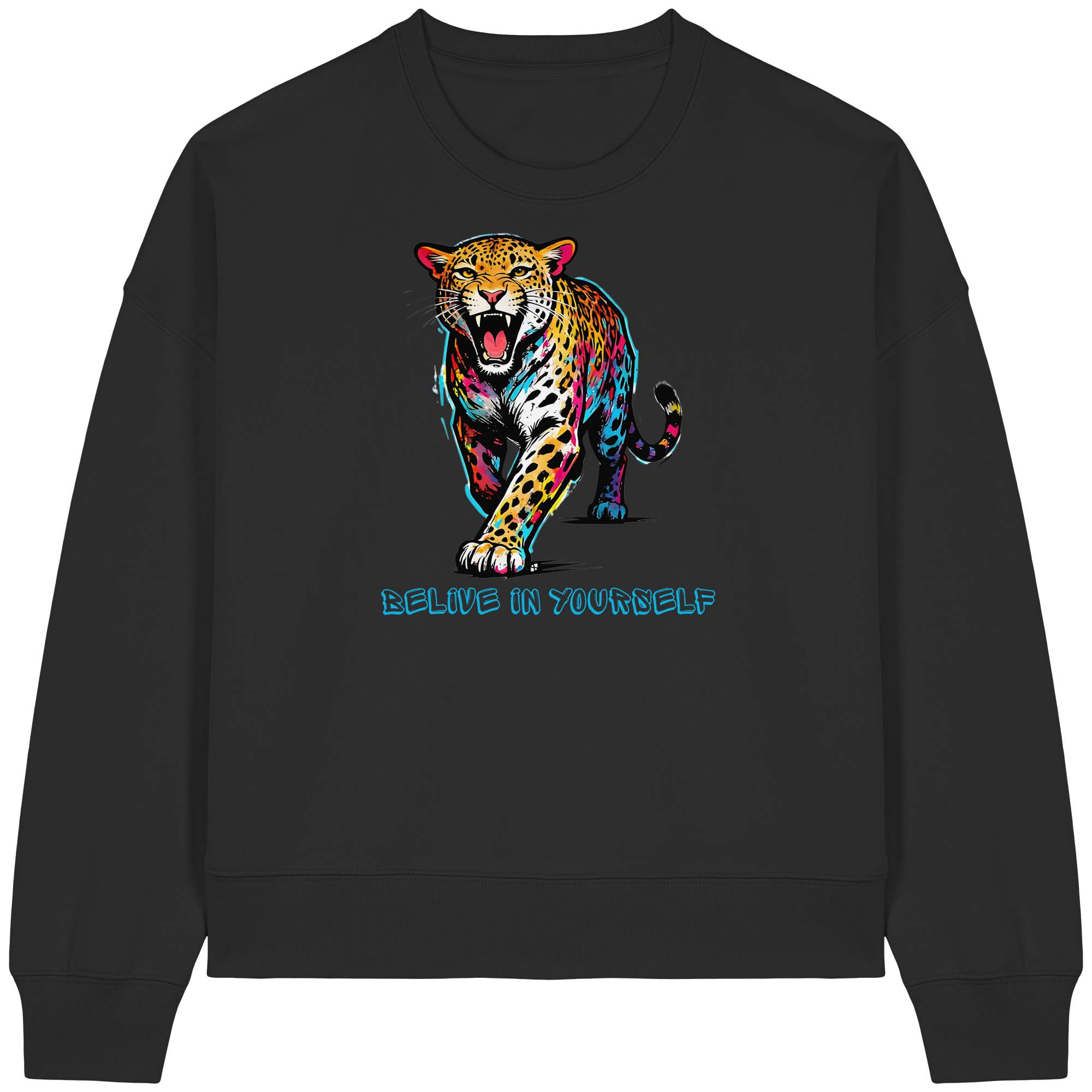 BIY Leopard - Womens Organic Boxcut Sweatshirt