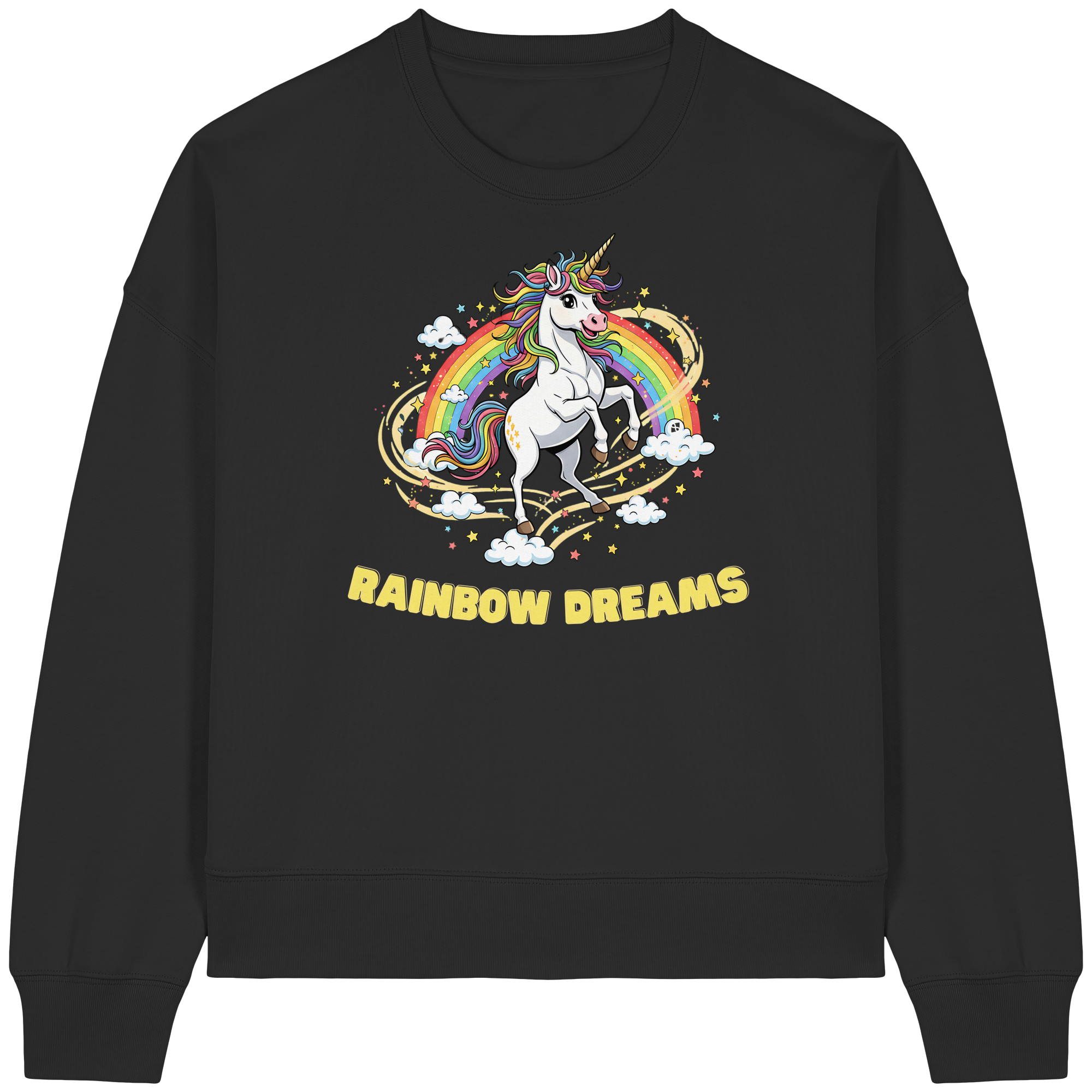 Unicorn Rainbow Dreams - Womens Organic Boxcut Sweatshirt