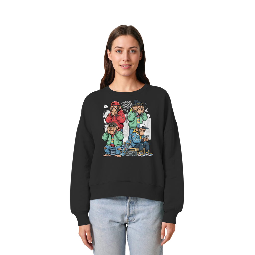 Die vier Stadtaffen - Womens Organic Boxcut Sweatshirt