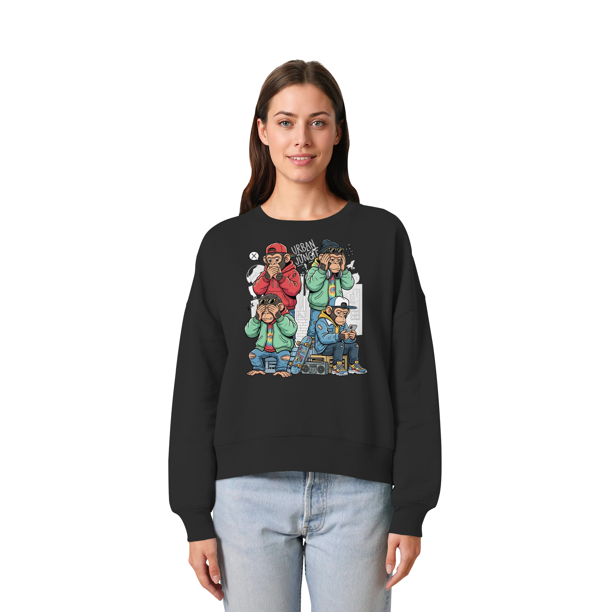 Die vier Stadtaffen - Womens Organic Boxcut Sweatshirt