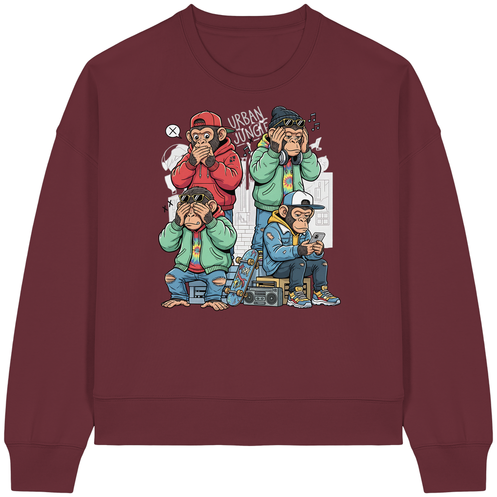 Die vier Stadtaffen - Womens Organic Boxcut Sweatshirt