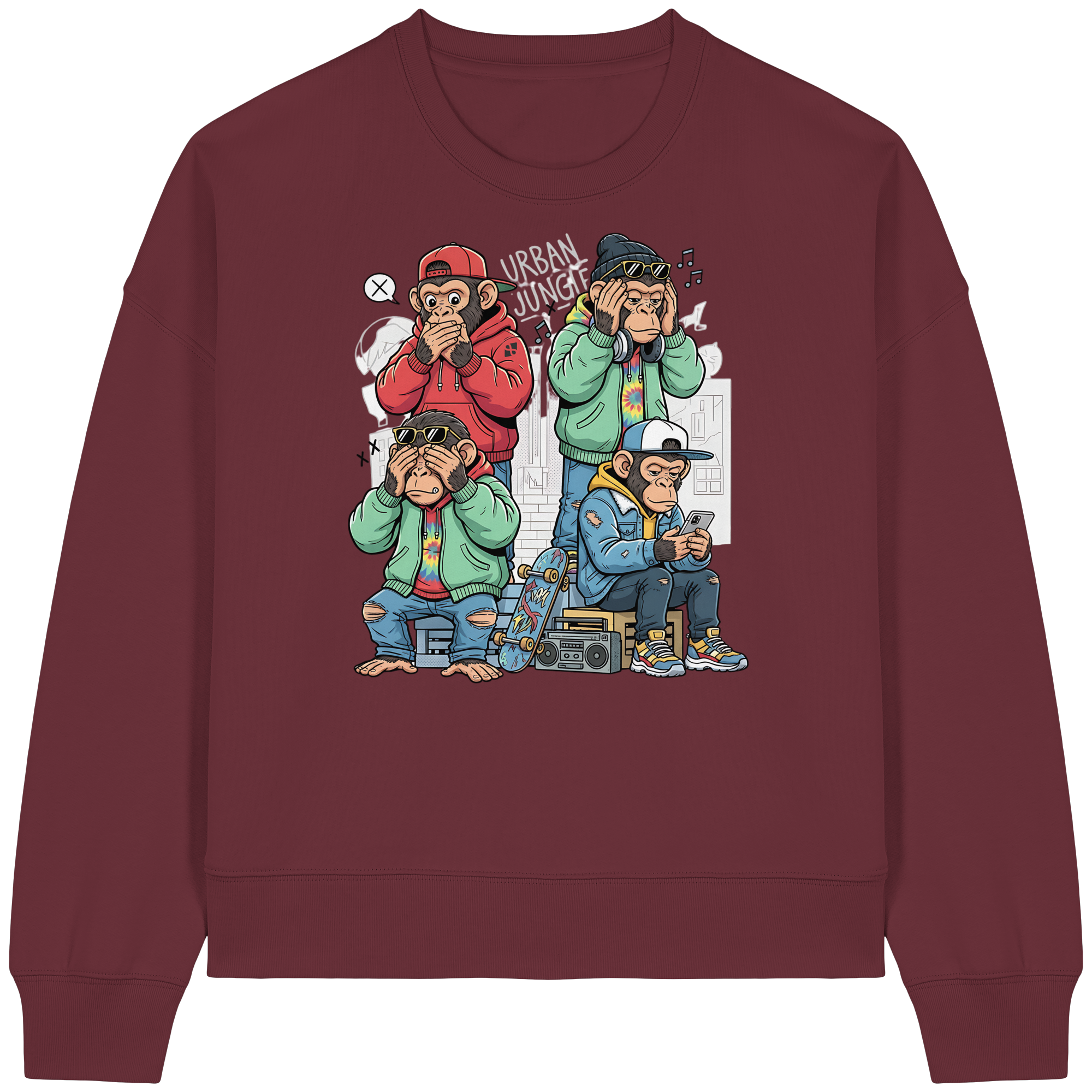 Die vier Stadtaffen - Womens Organic Boxcut Sweatshirt