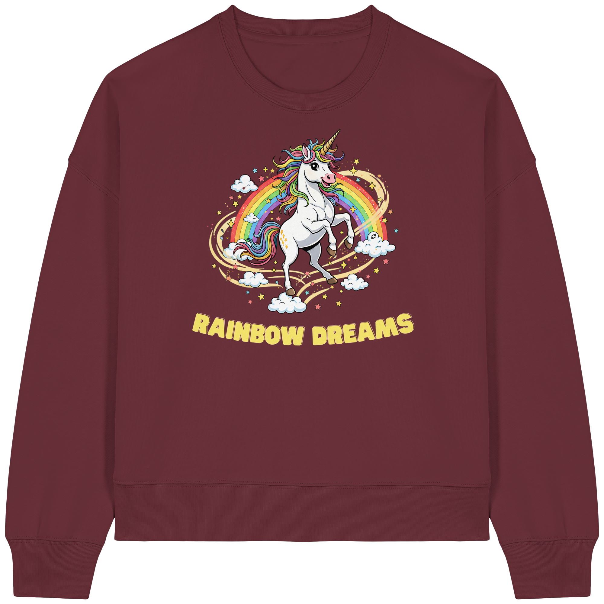 Unicorn Rainbow Dreams - Womens Organic Boxcut Sweatshirt