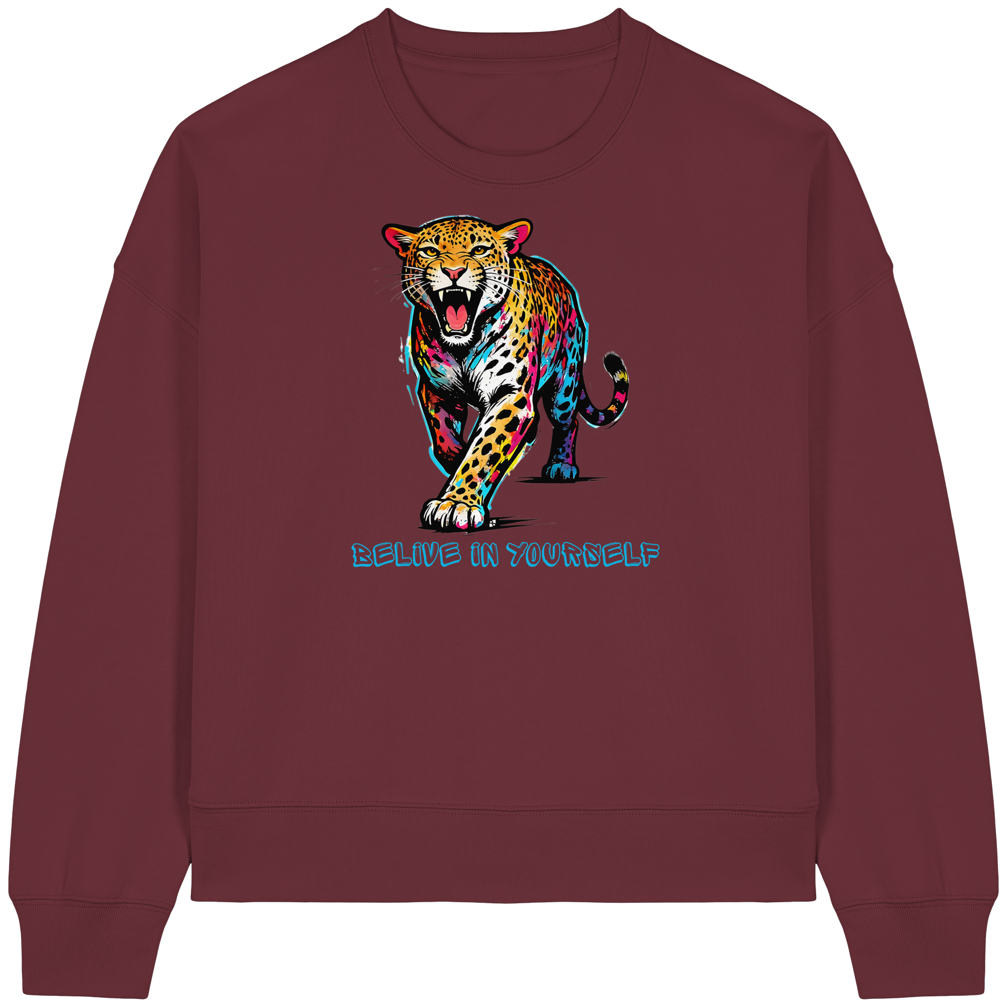 BIY Leopard - Womens Organic Boxcut Sweatshirt