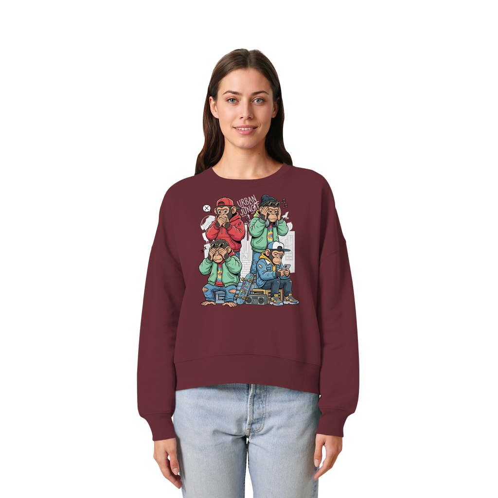 Die vier Stadtaffen - Womens Organic Boxcut Sweatshirt