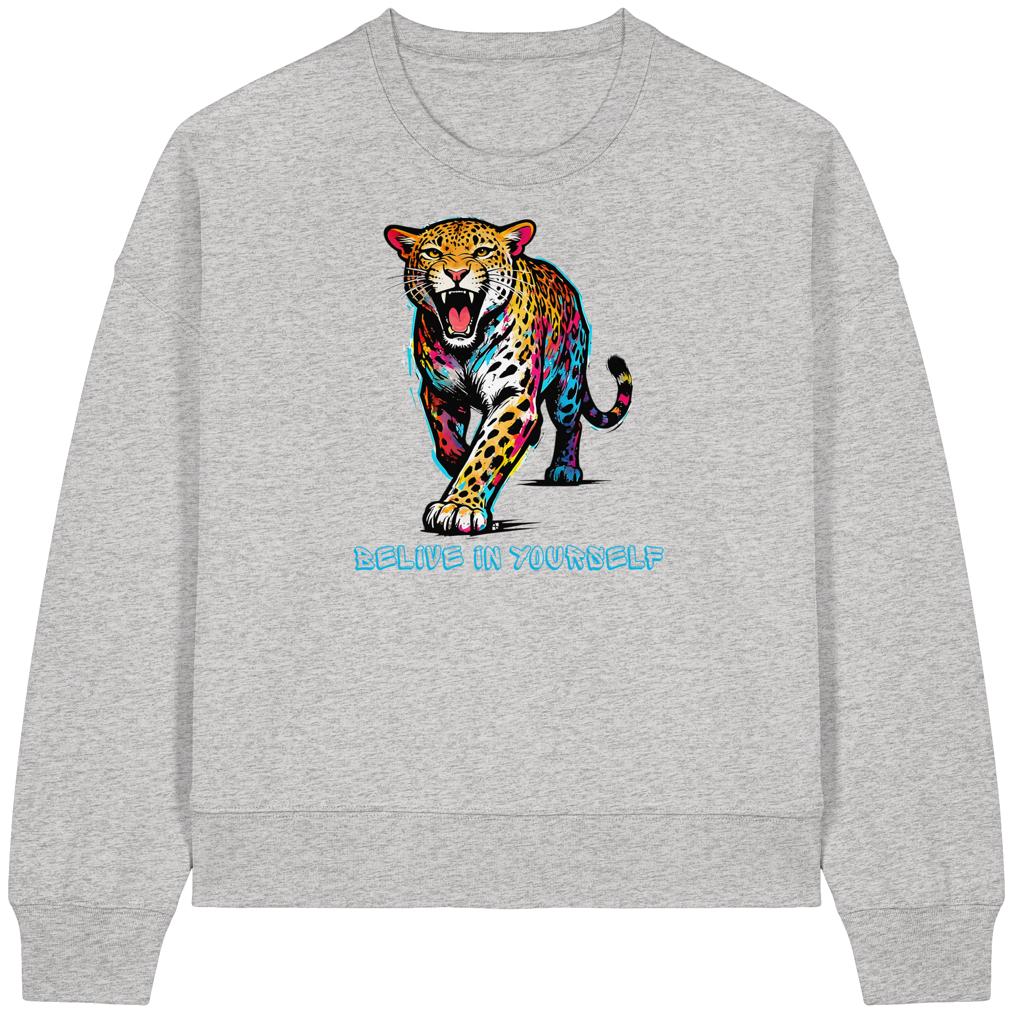 BIY Leopard - Womens Organic Boxcut Sweatshirt