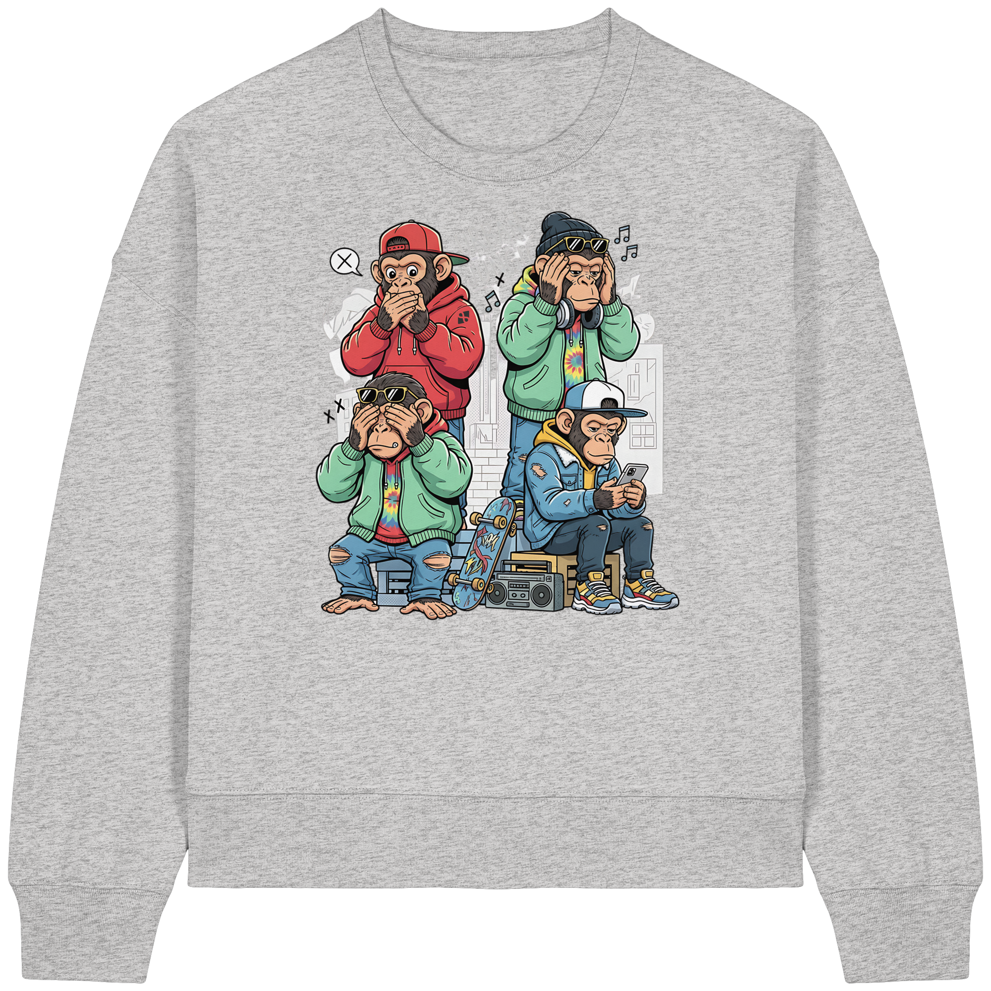 Die vier Stadtaffen - Womens Organic Boxcut Sweatshirt