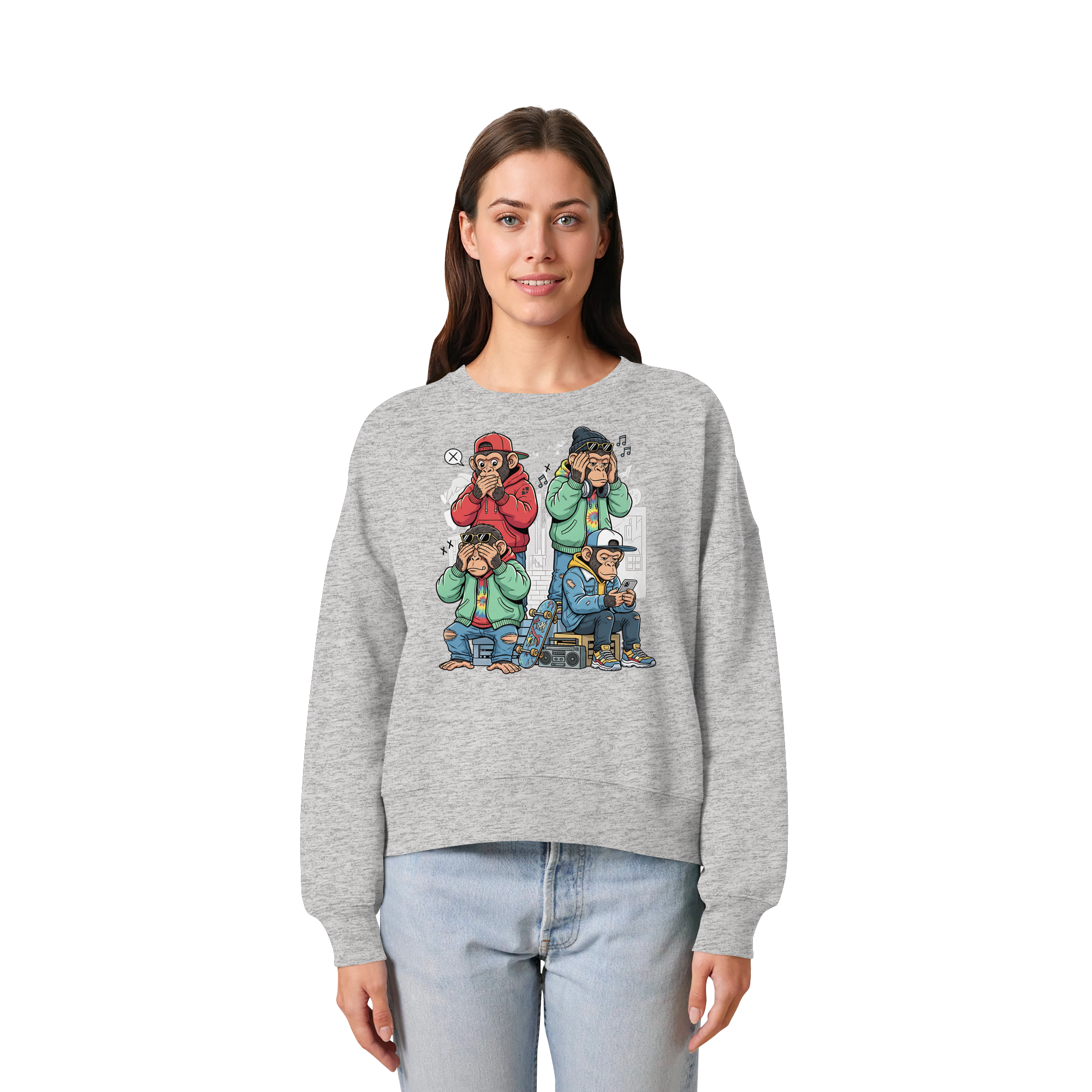 Die vier Stadtaffen - Womens Organic Boxcut Sweatshirt