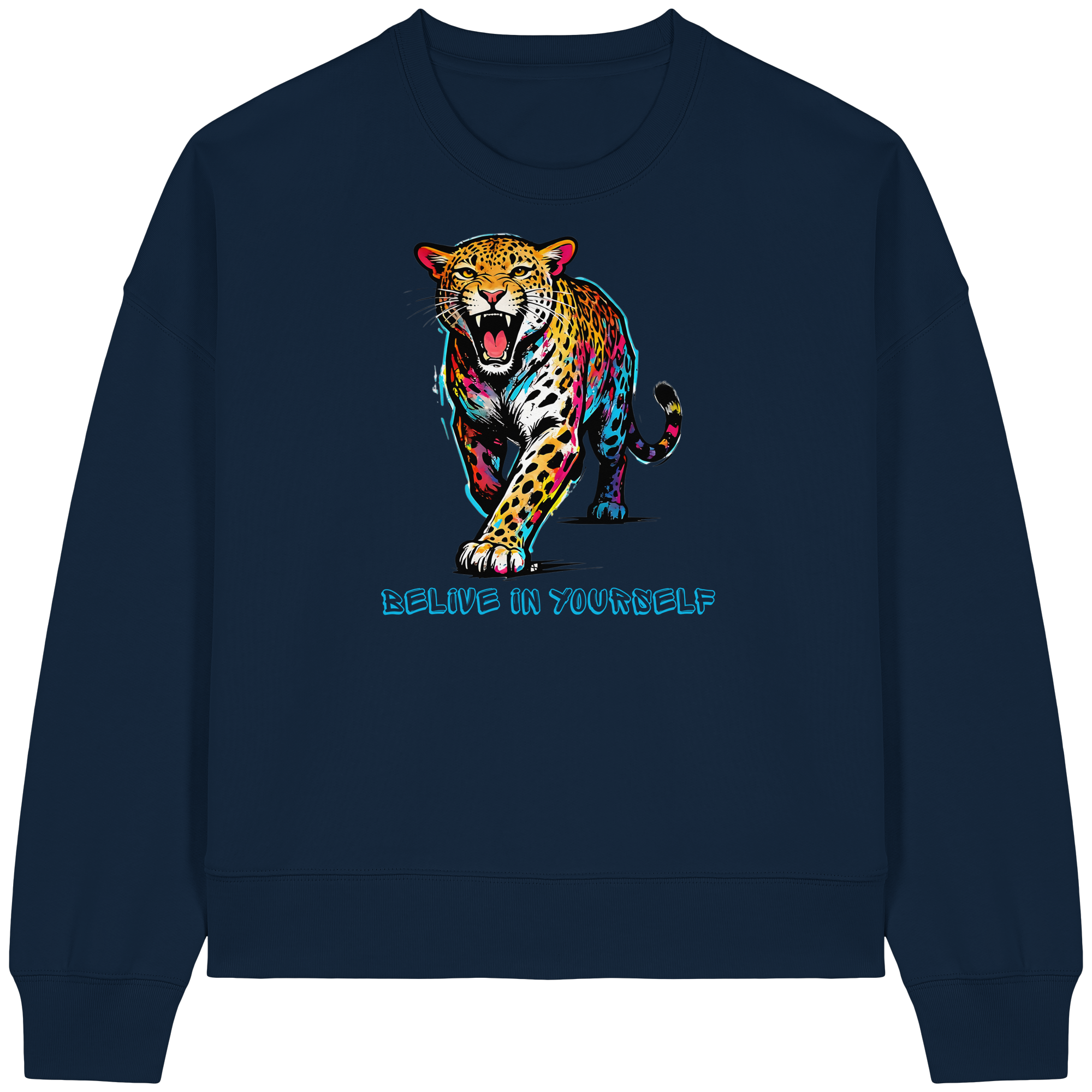 BIY Leopard - Womens Organic Boxcut Sweatshirt