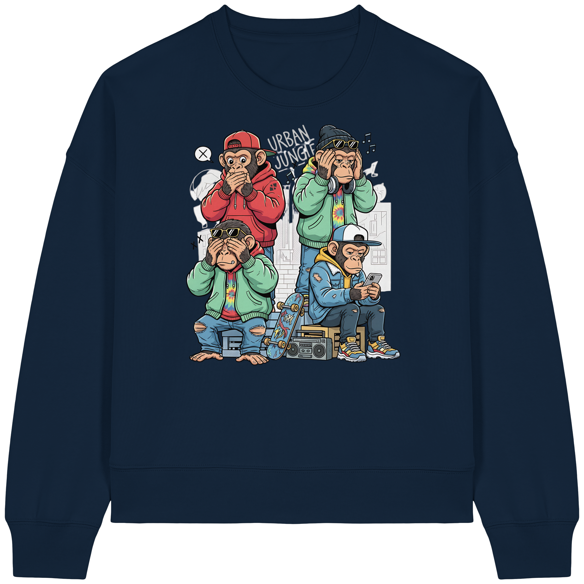 Die vier Stadtaffen - Womens Organic Boxcut Sweatshirt