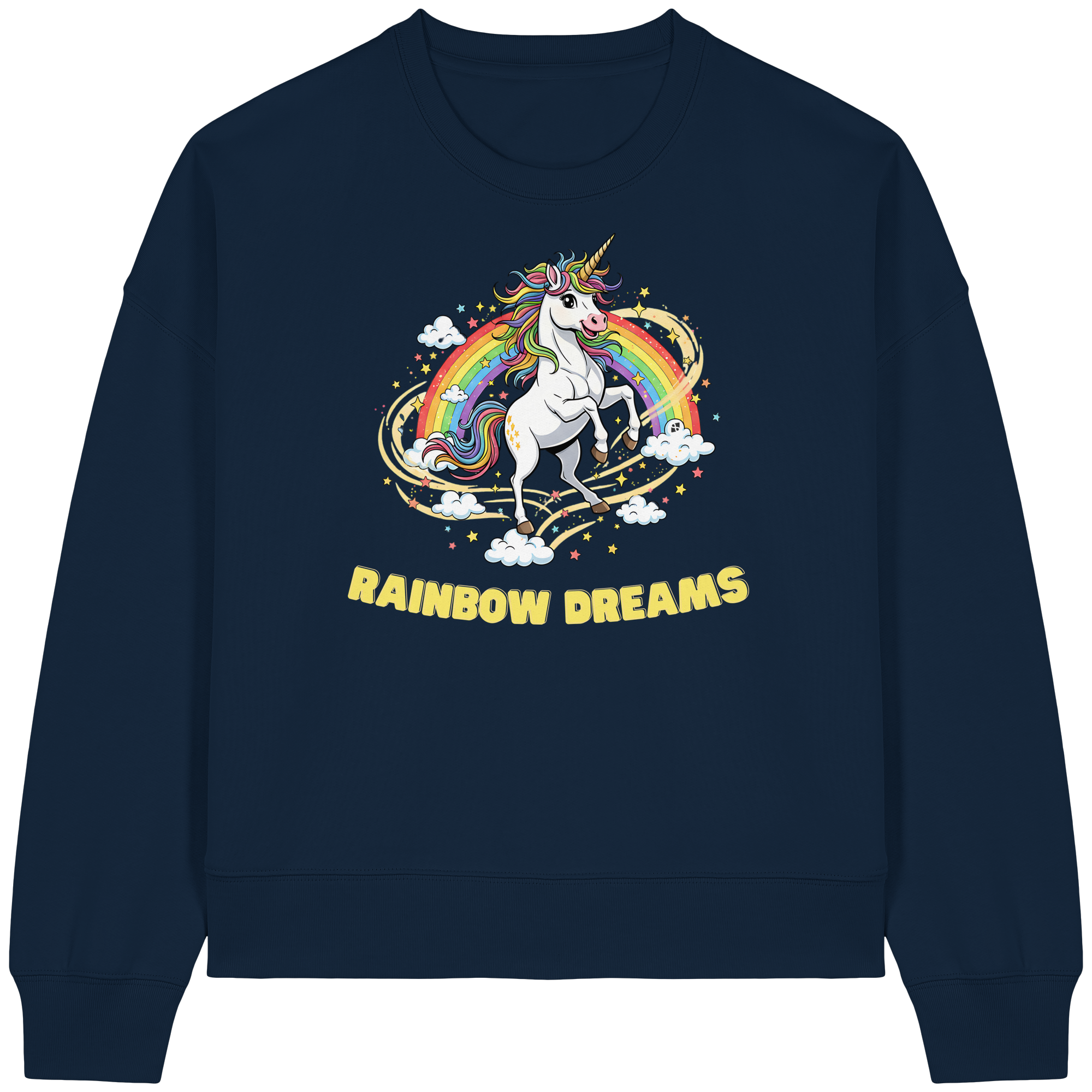 Unicorn Rainbow Dreams - Womens Organic Boxcut Sweatshirt