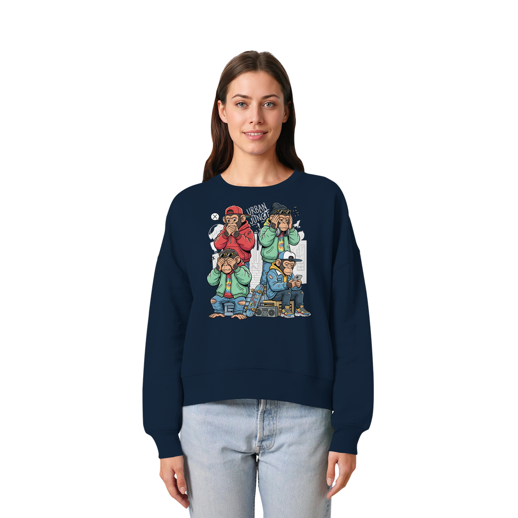Die vier Stadtaffen - Womens Organic Boxcut Sweatshirt