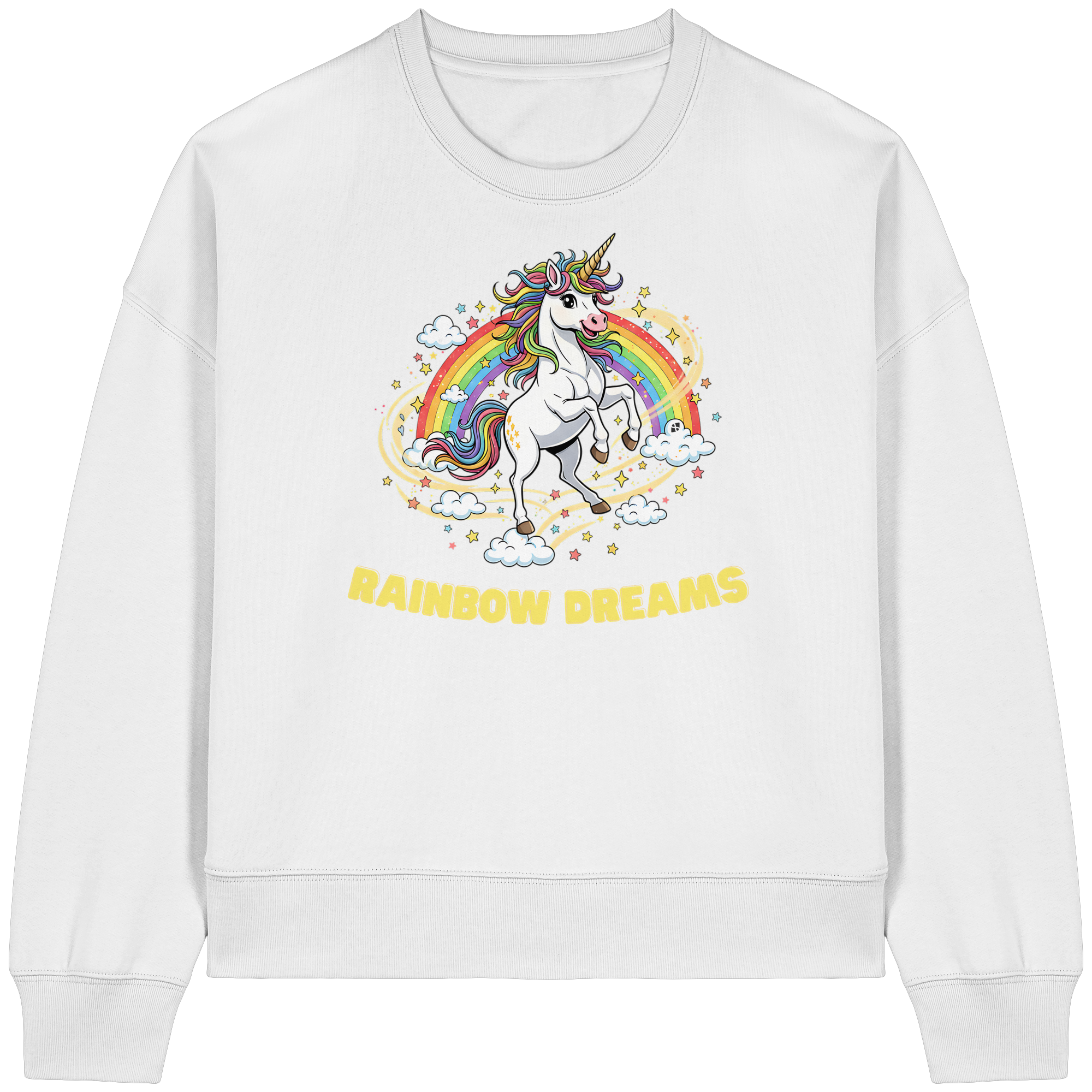 Unicorn Rainbow Dreams - Womens Organic Boxcut Sweatshirt