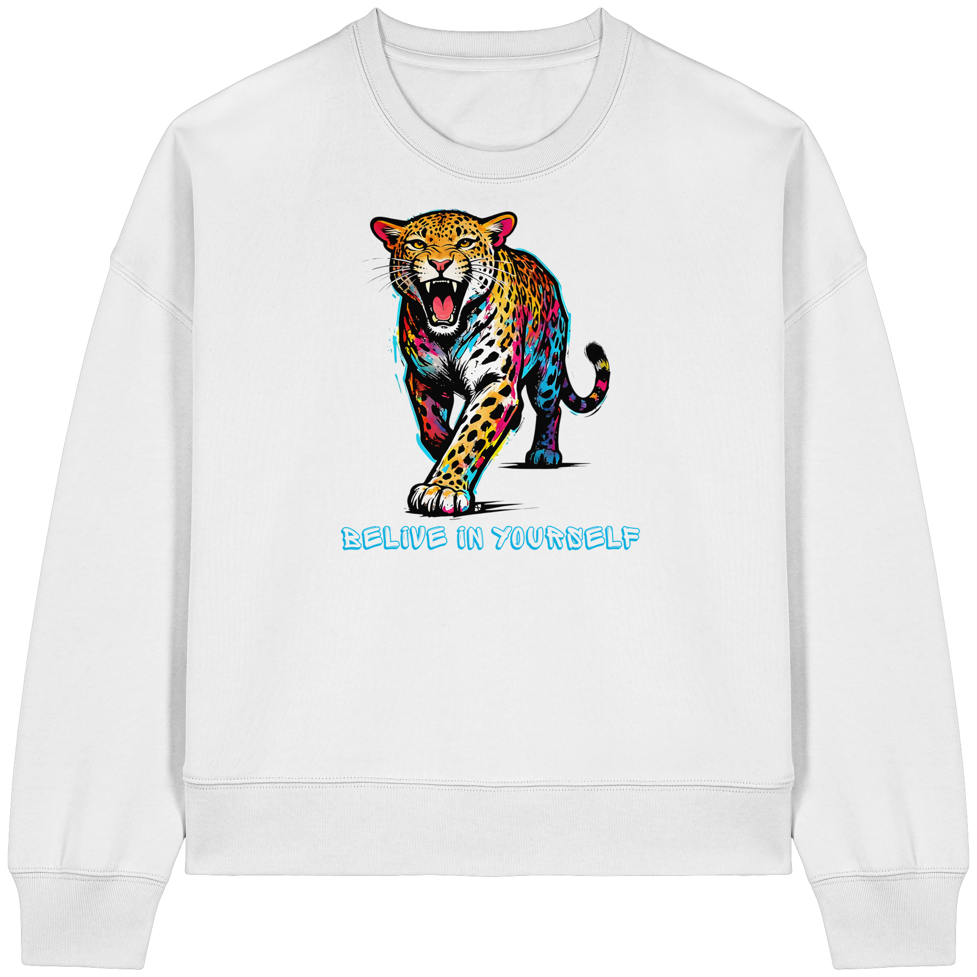 BIY Leopard - Womens Organic Boxcut Sweatshirt