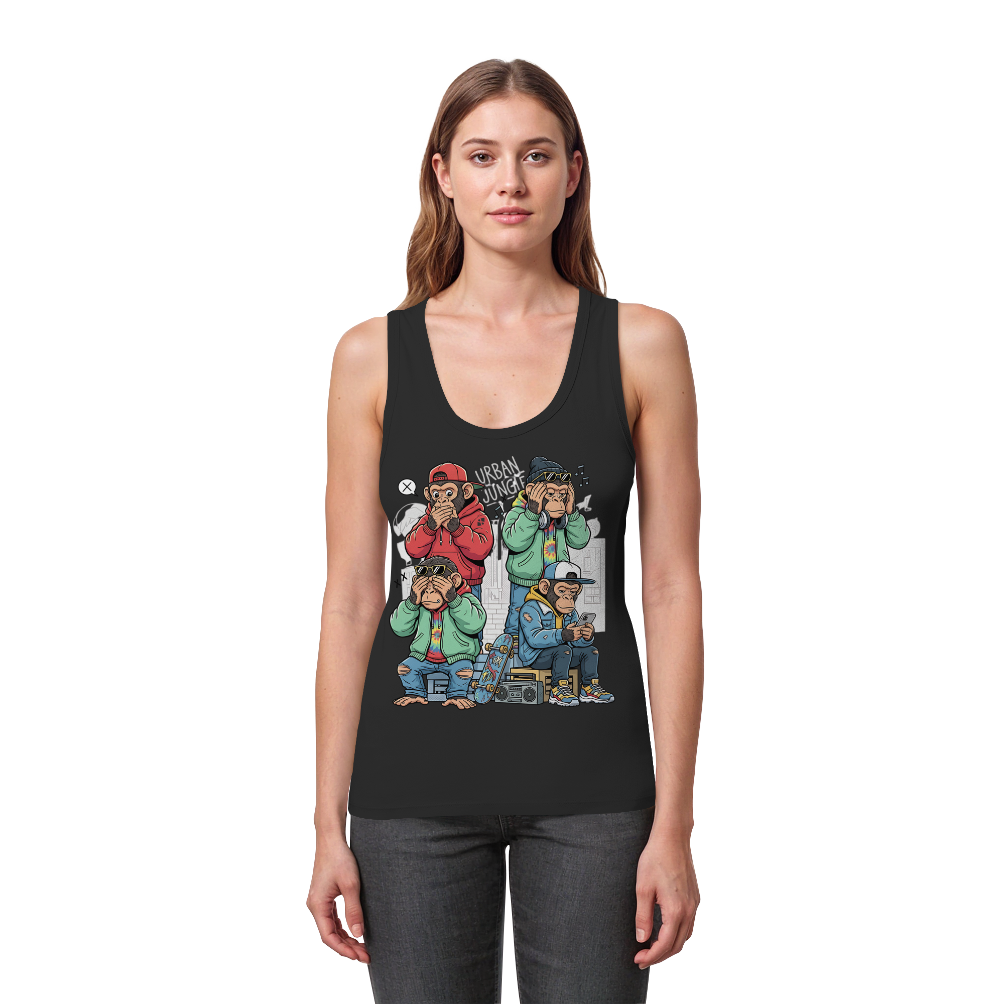 Die vier Stadtaffen - Womens Organic Fitted Tank Top