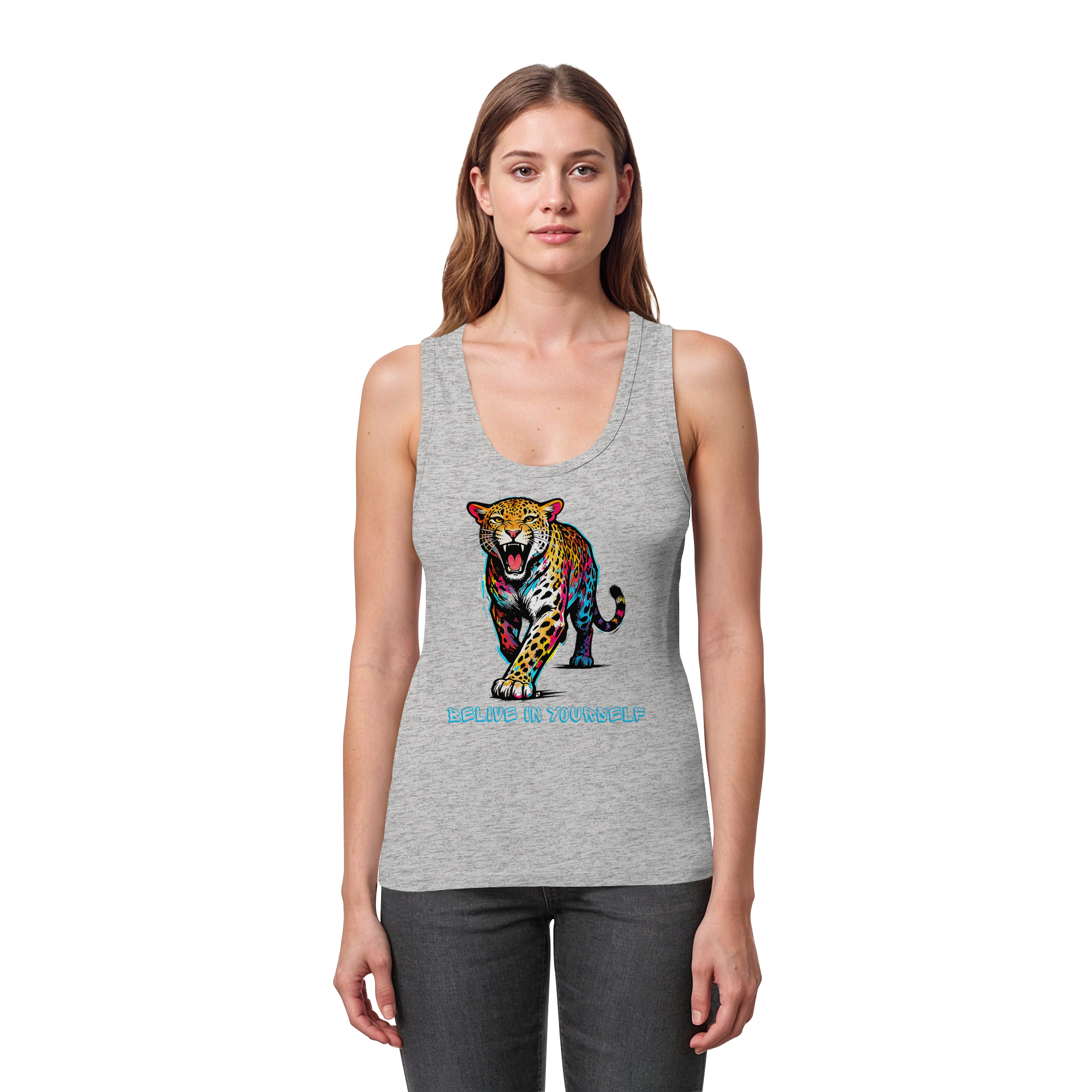 BIY Leopard - Womens Organic Fitted Tank Top