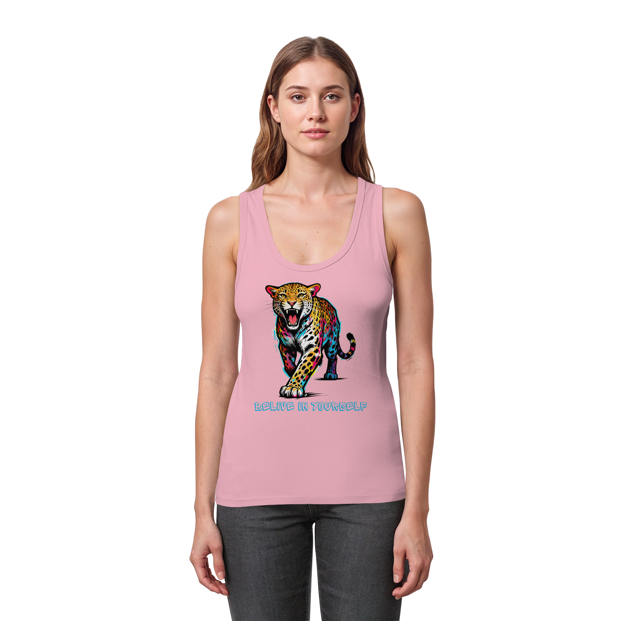 BIY Leopard - Womens Organic Fitted Tank Top