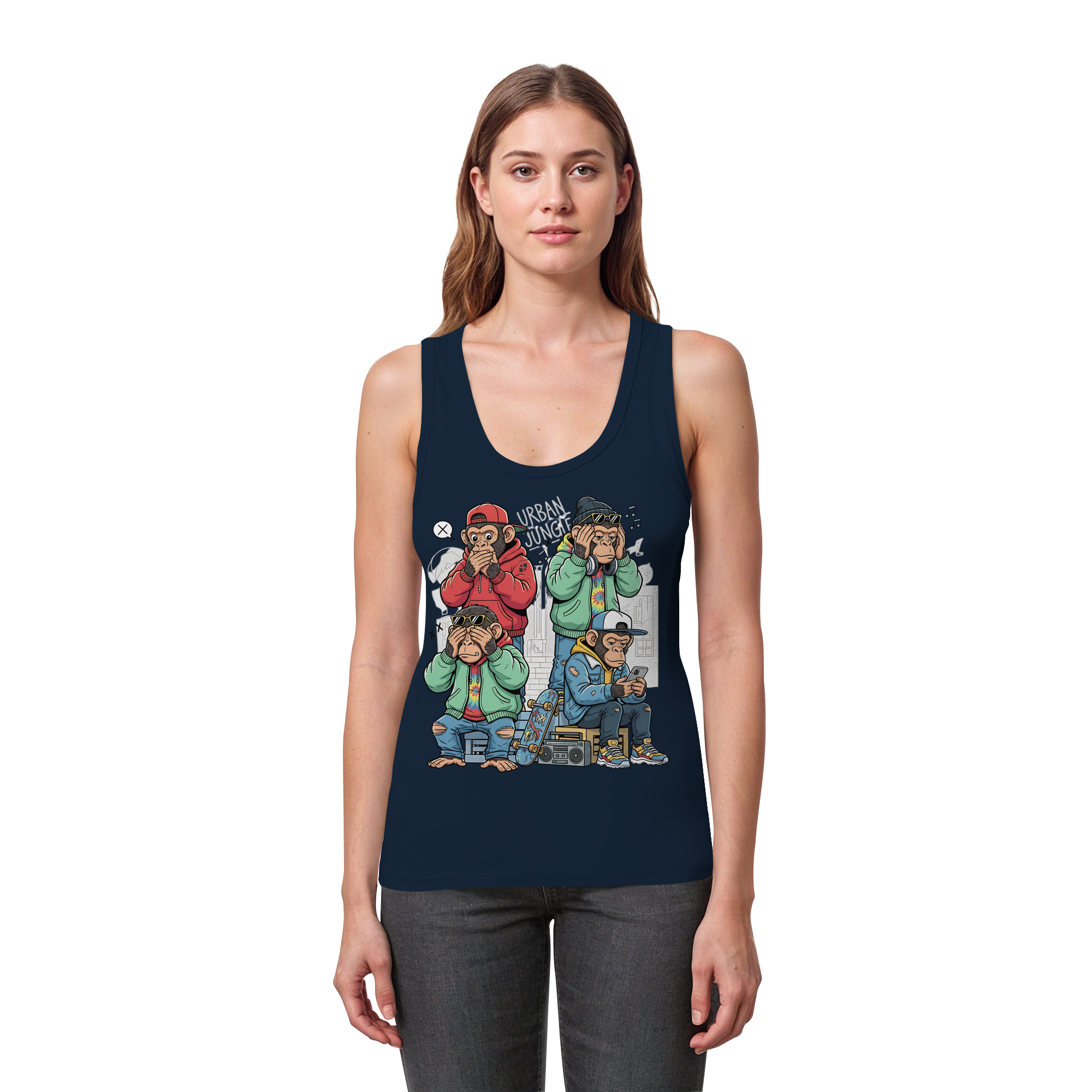 Die vier Stadtaffen - Womens Organic Fitted Tank Top