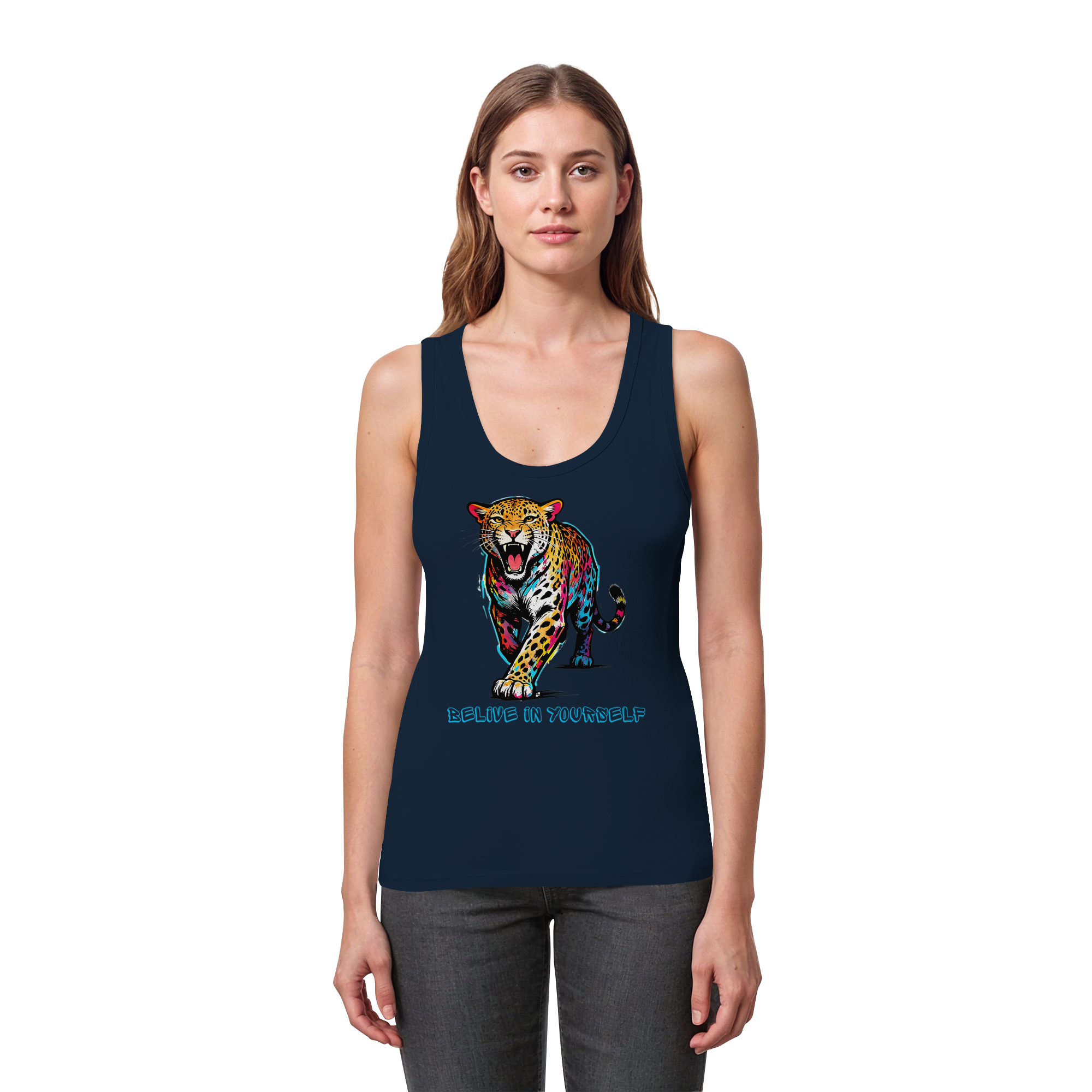 BIY Leopard - Womens Organic Fitted Tank Top