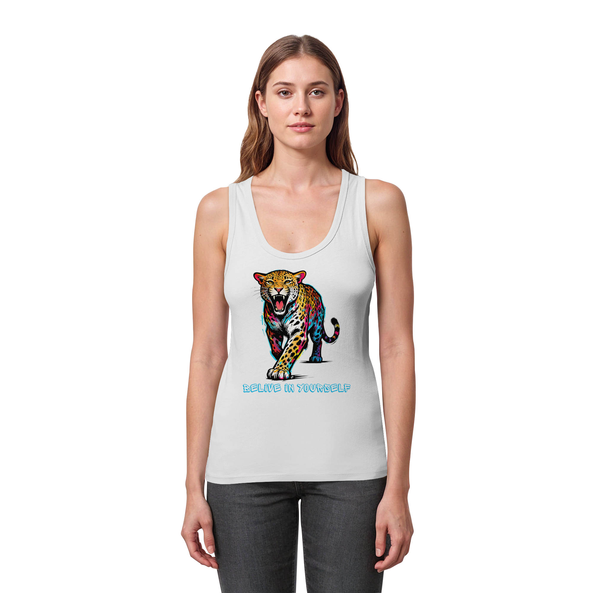 BIY Leopard - Womens Organic Fitted Tank Top