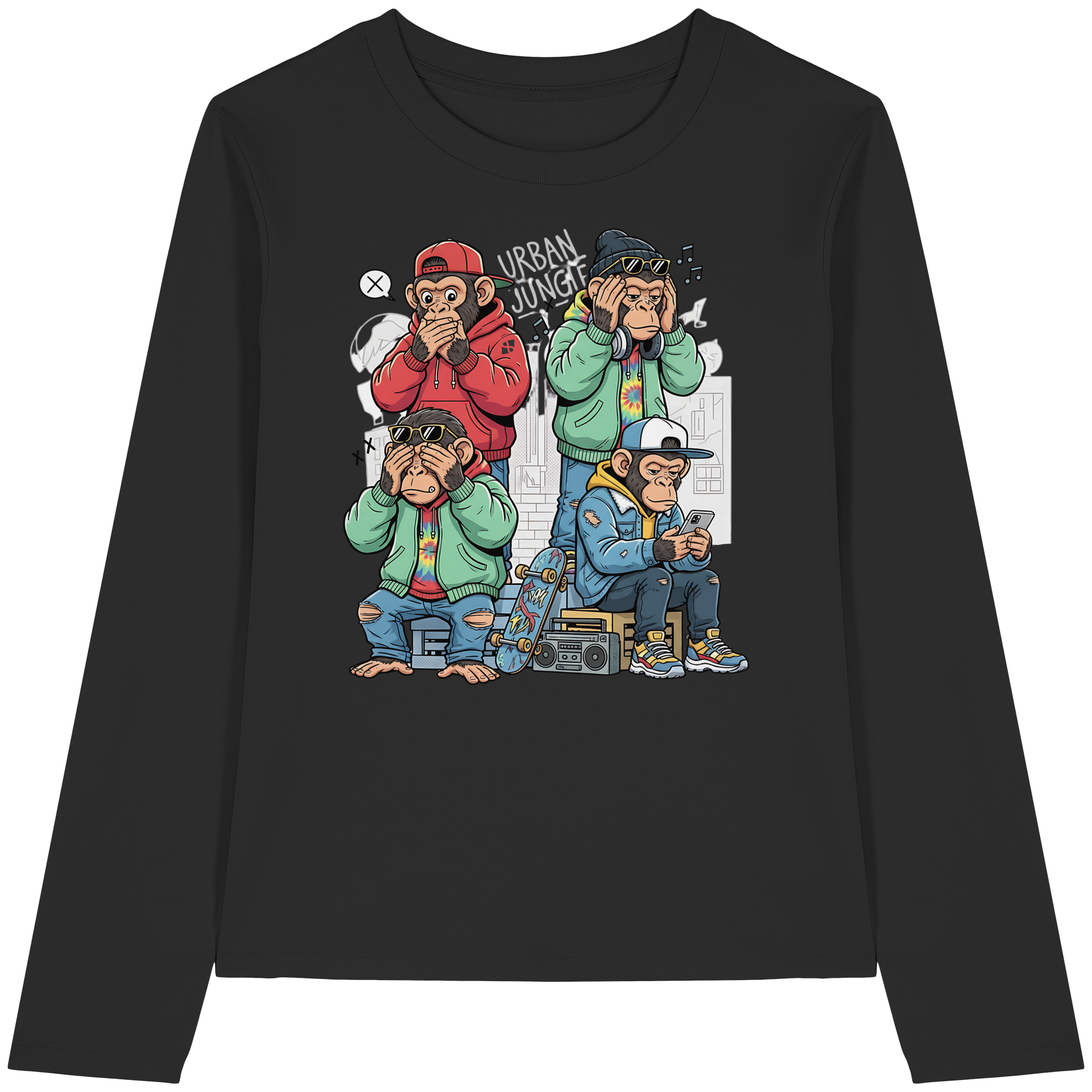 Die vier Stadtaffen - Womens Organic Longsleeve T-Shirt