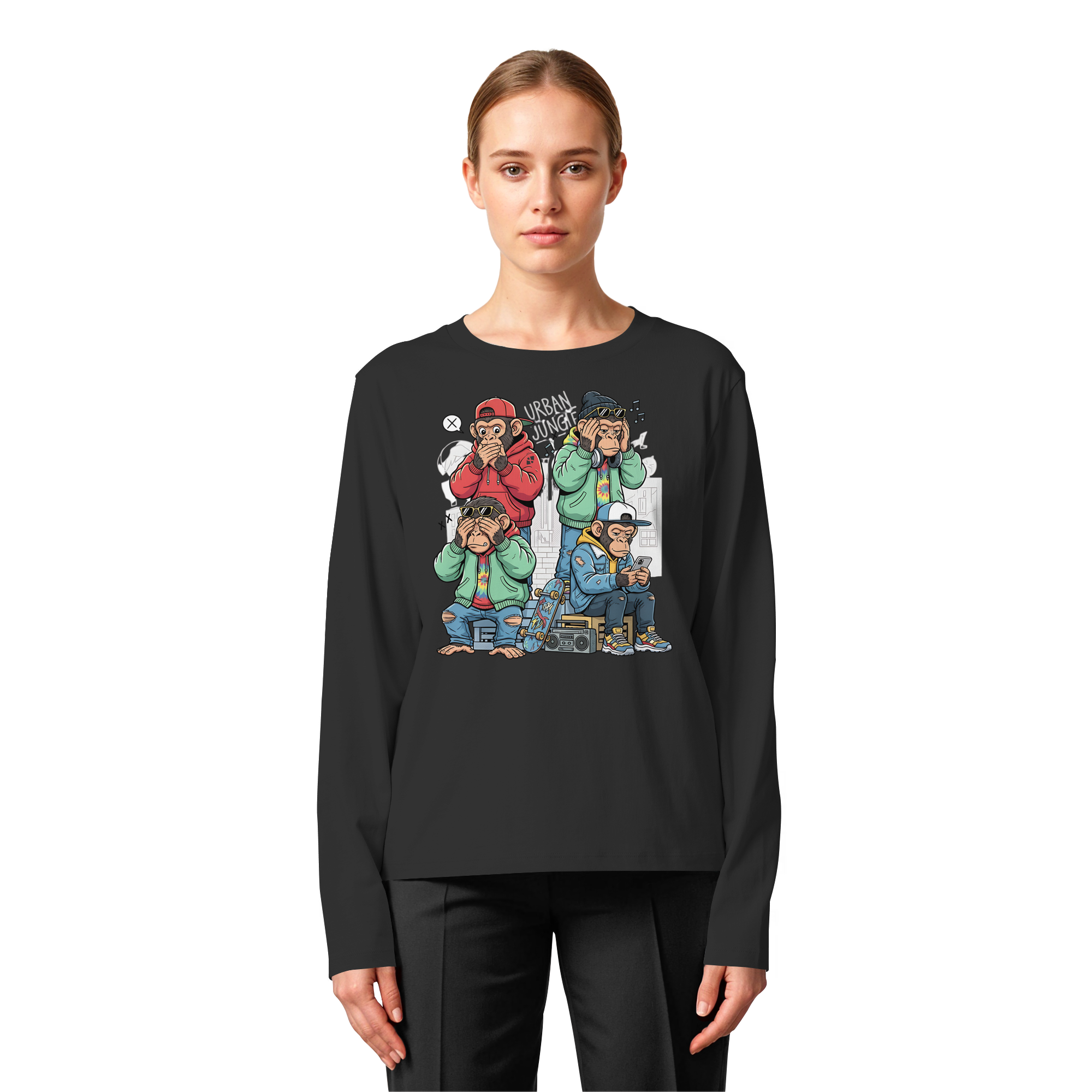 Die vier Stadtaffen - Womens Organic Longsleeve T-Shirt