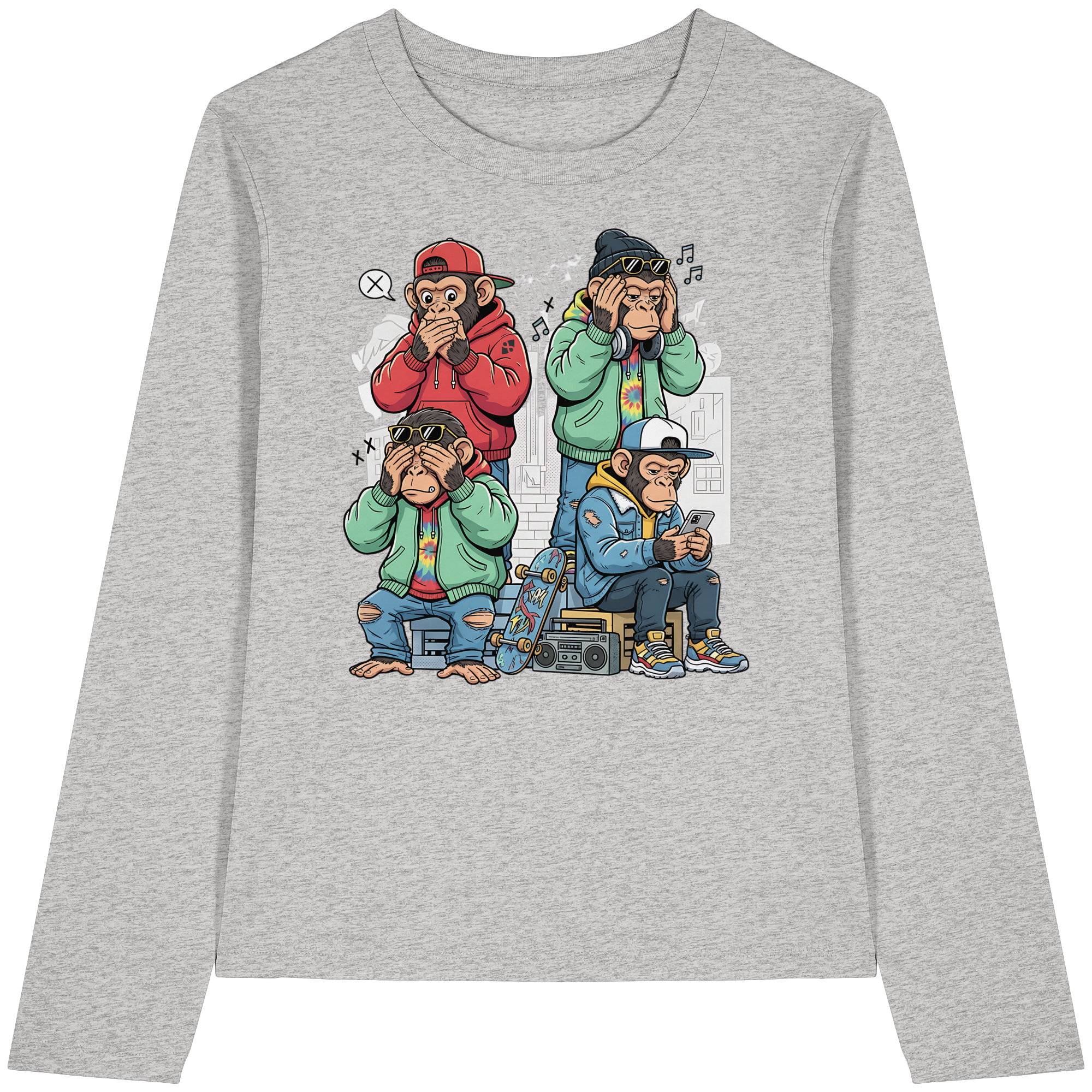 Die vier Stadtaffen - Womens Organic Longsleeve T-Shirt