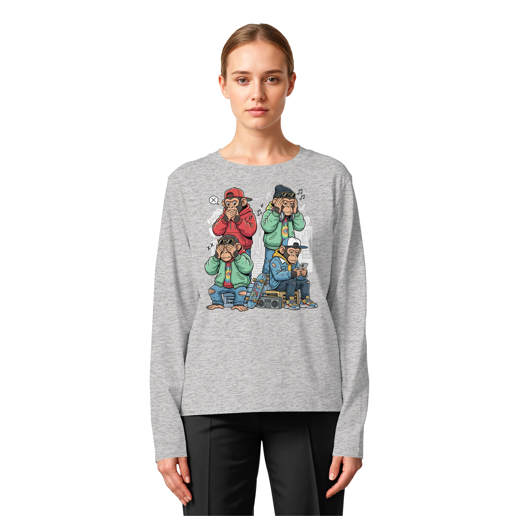 Die vier Stadtaffen - Womens Organic Longsleeve T-Shirt
