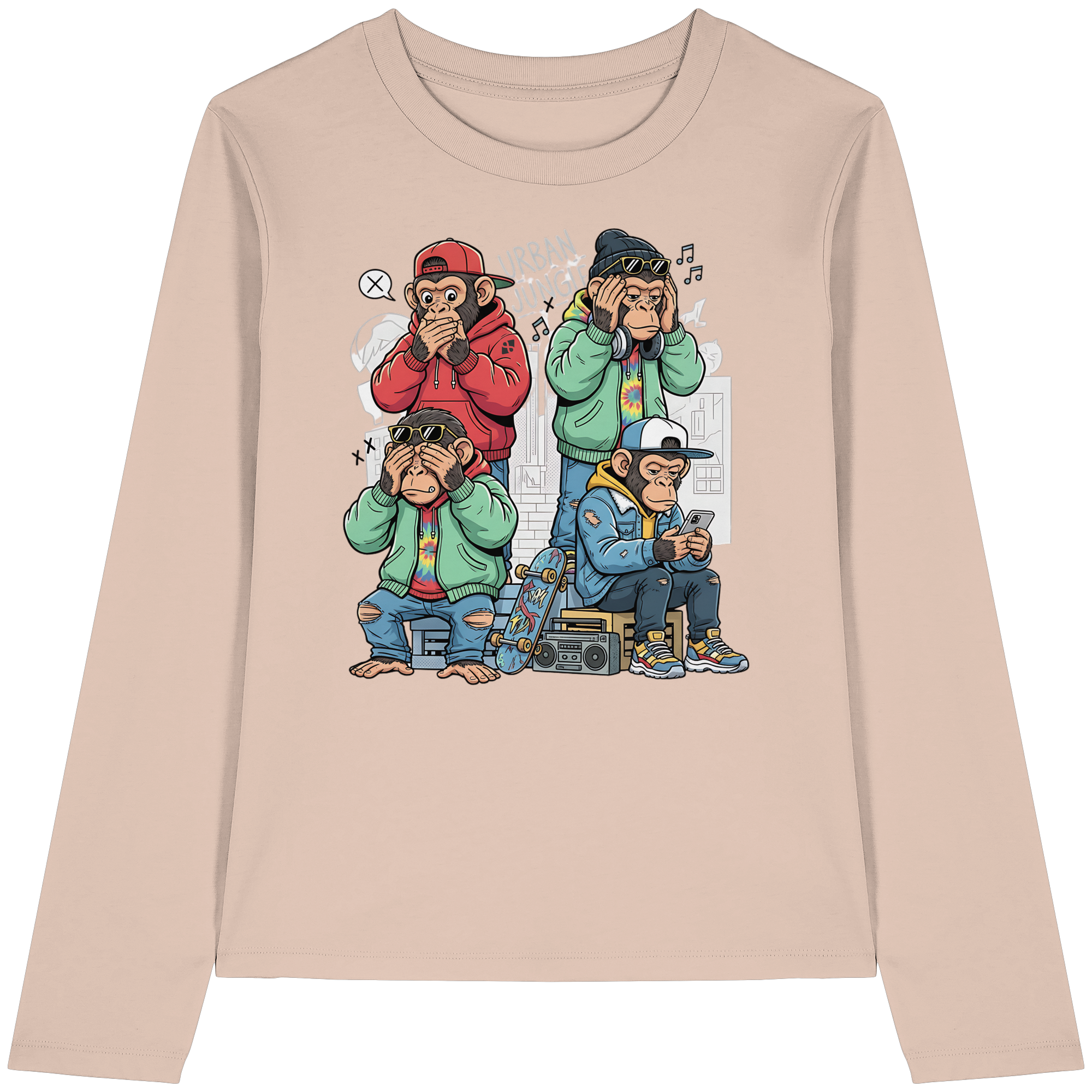Die vier Stadtaffen - Womens Organic Longsleeve T-Shirt