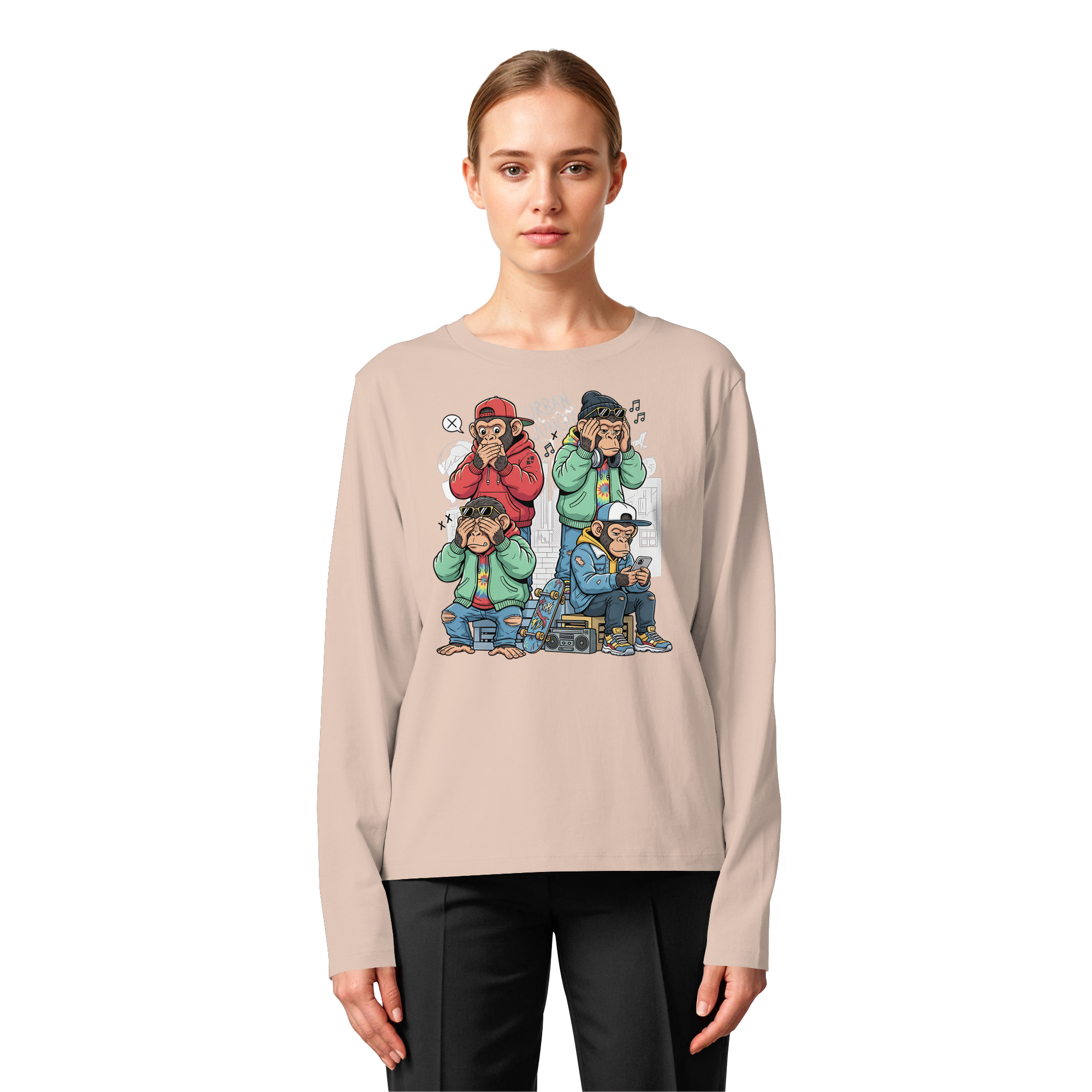 Die vier Stadtaffen - Womens Organic Longsleeve T-Shirt
