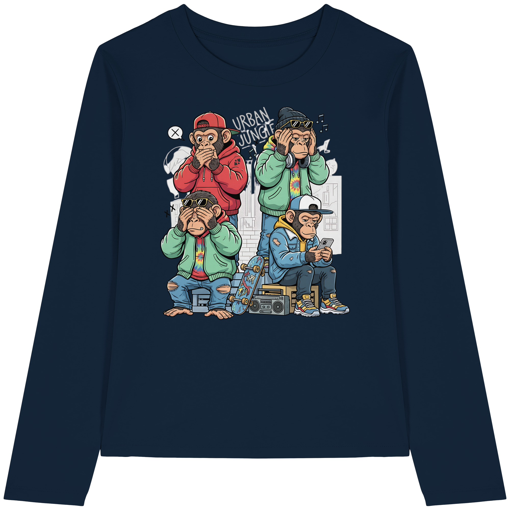 Die vier Stadtaffen - Womens Organic Longsleeve T-Shirt