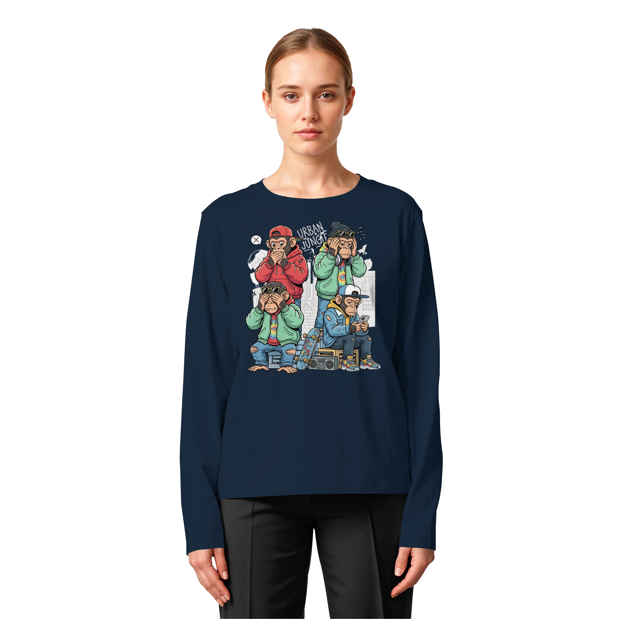 Die vier Stadtaffen - Womens Organic Longsleeve T-Shirt