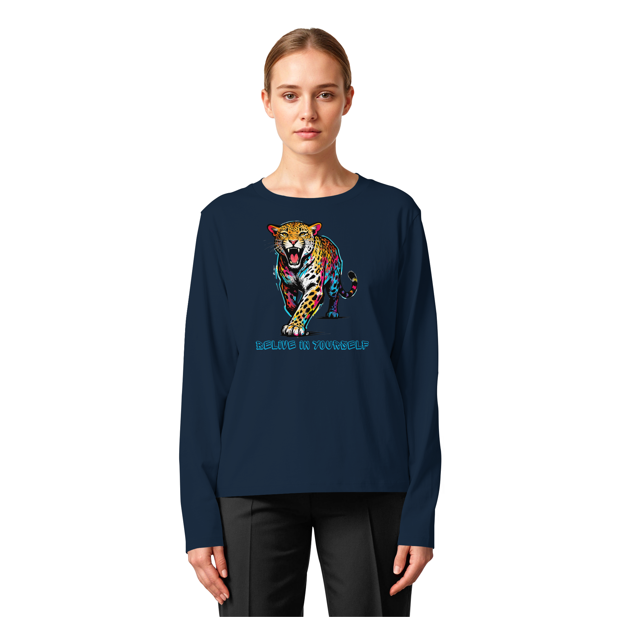 BIY Leopard - Womens Organic Longsleeve T-Shirt