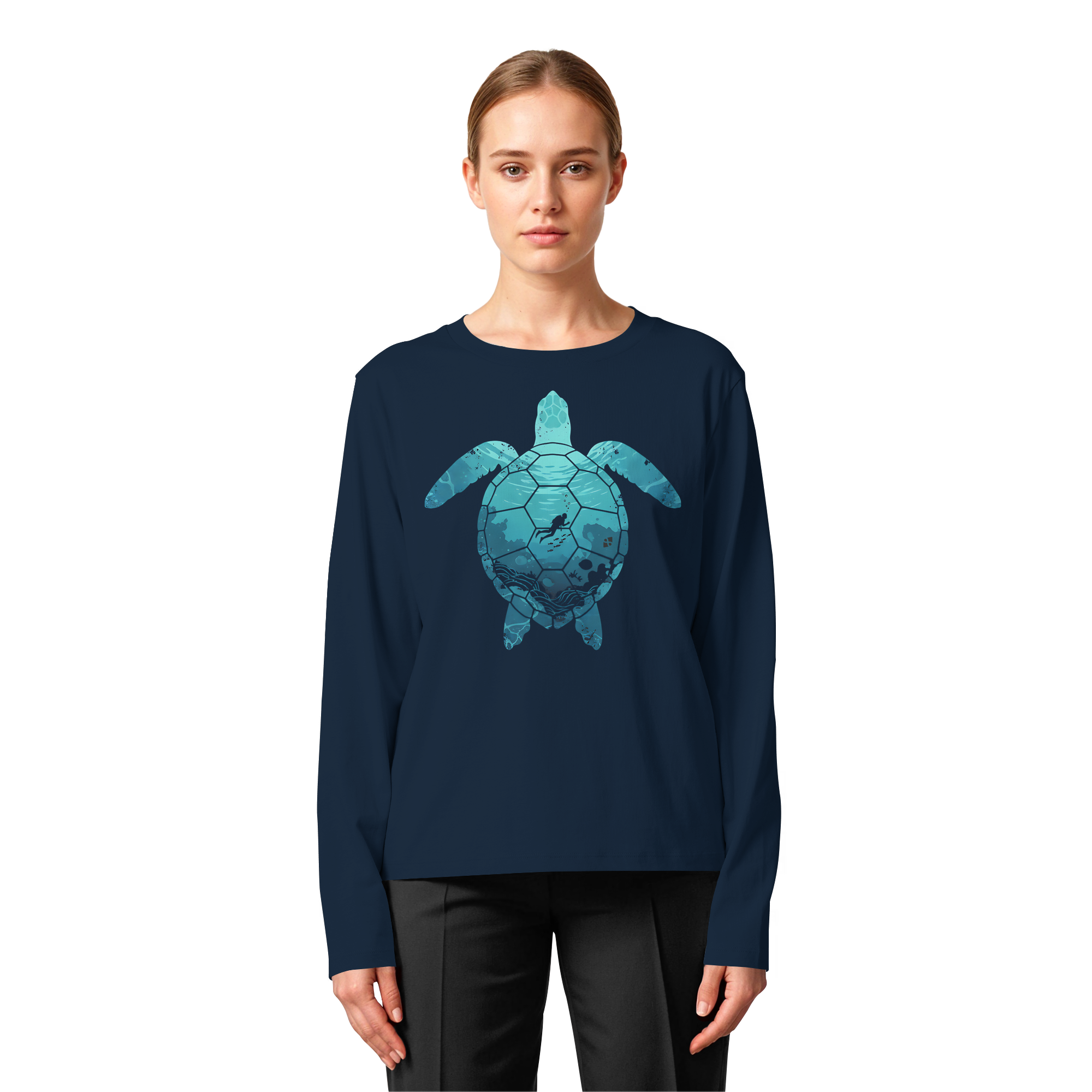 Deep Sea Turtle - Womens Organic Longsleeve T-Shirt