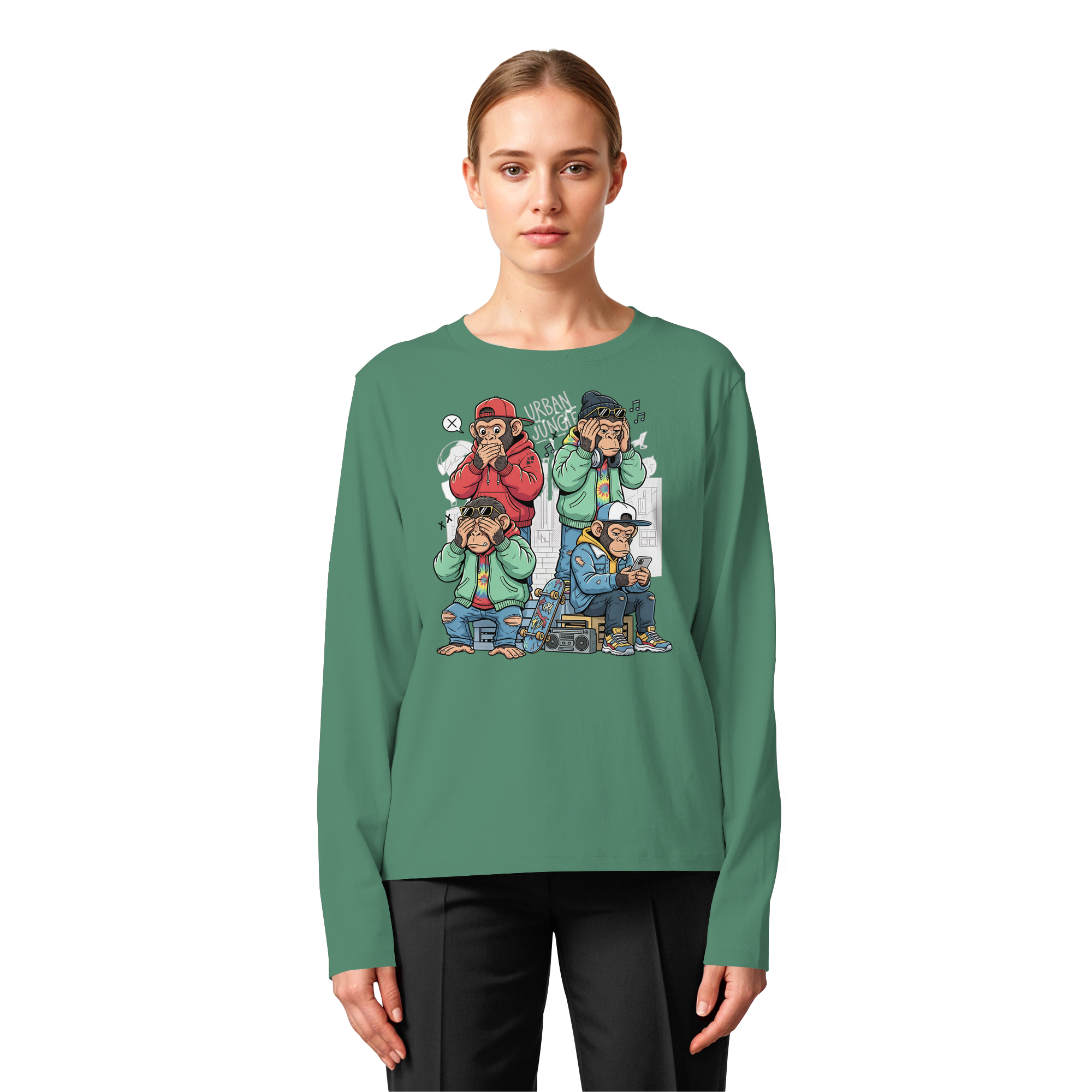 Die vier Stadtaffen - Womens Organic Longsleeve T-Shirt