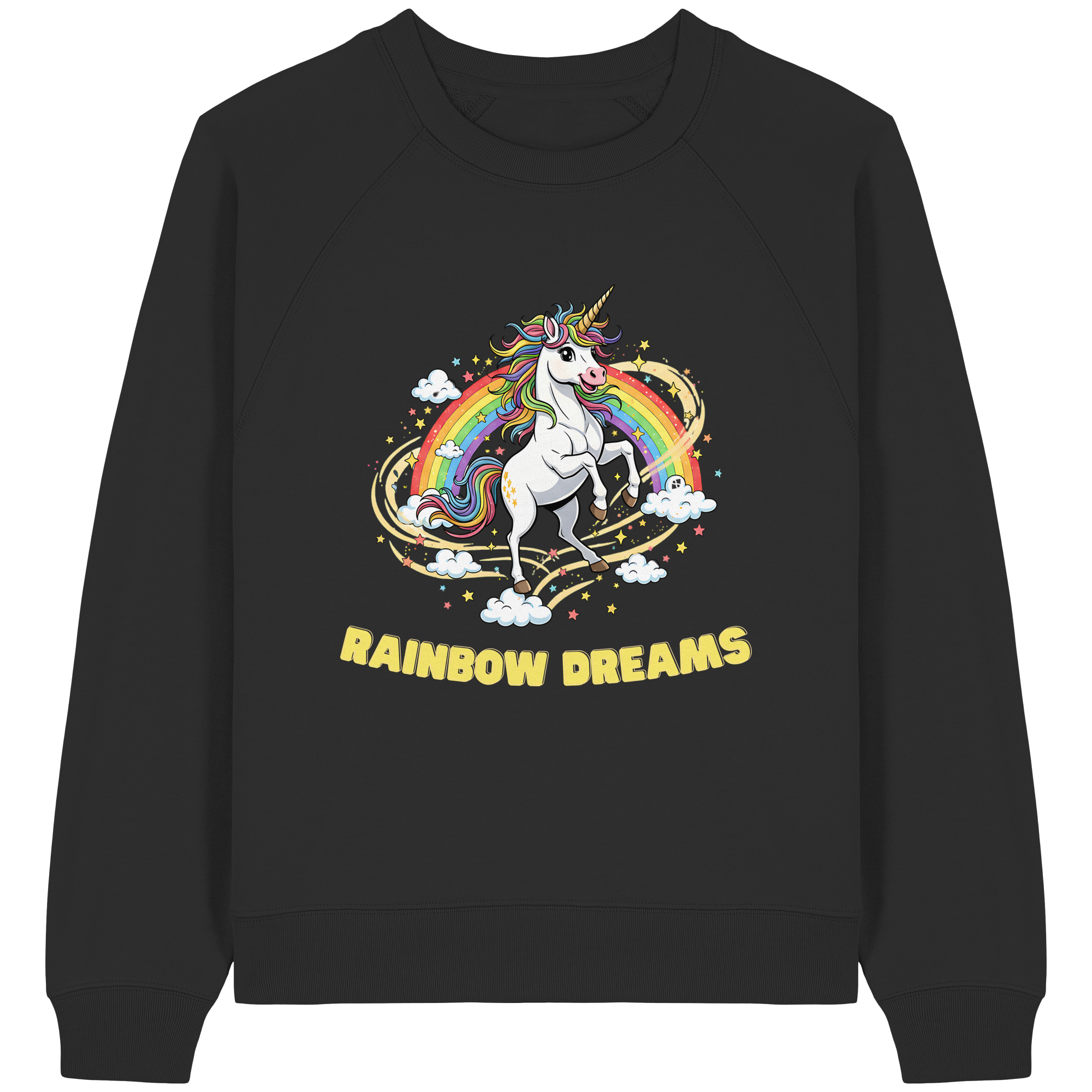 Unicorn Rainbow Dreams - Womens Organic Raglan Sweatshirt