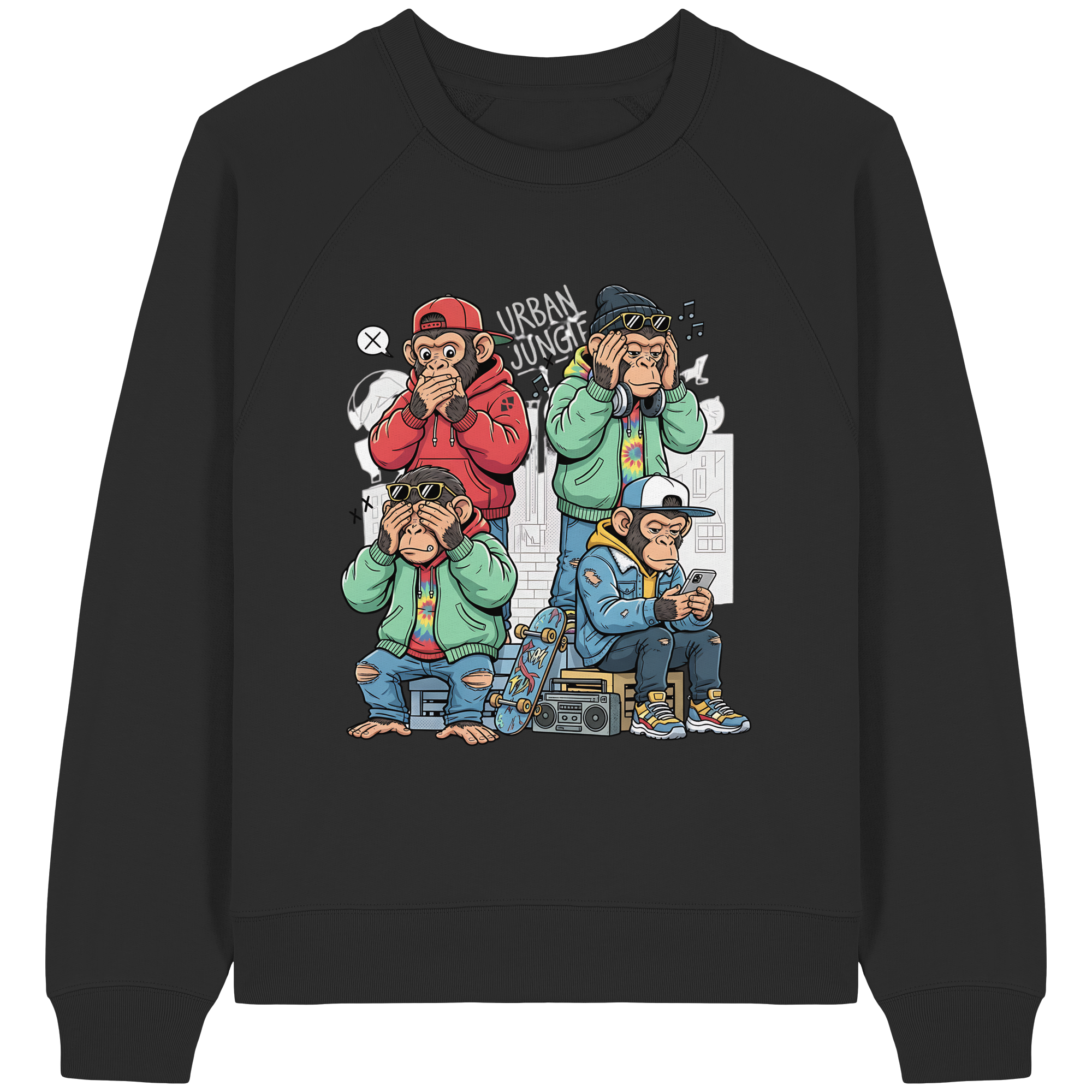 Die vier Stadtaffen - Womens Organic Raglan Sweatshirt