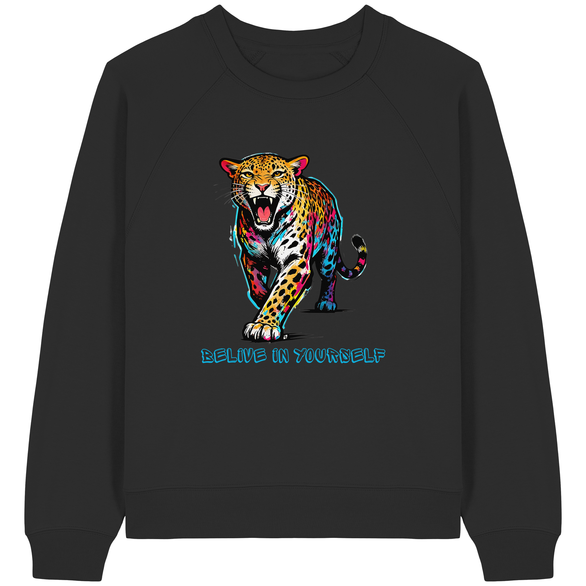 BIY Leopard - Womens Organic Raglan Sweatshirt