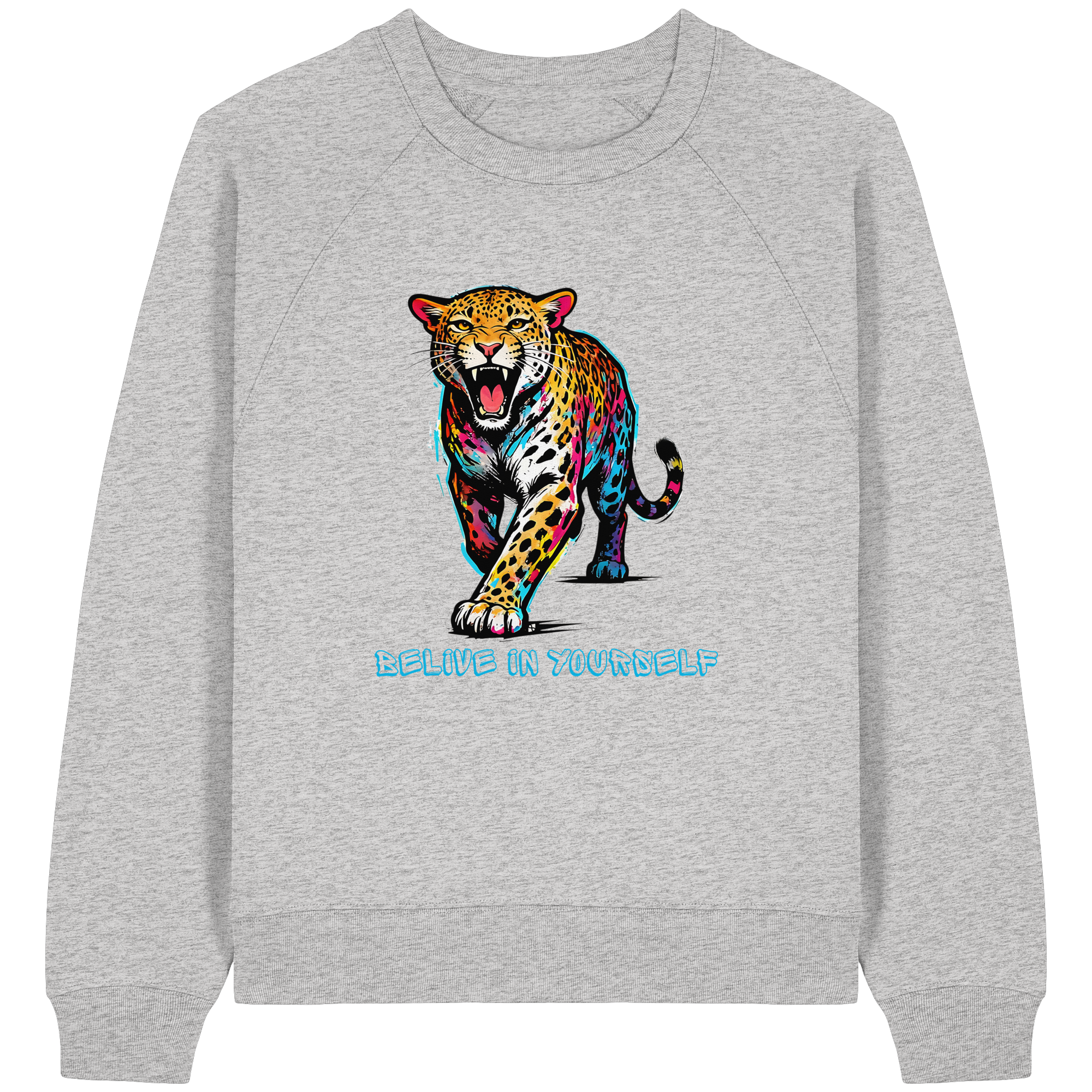 BIY Leopard - Womens Organic Raglan Sweatshirt