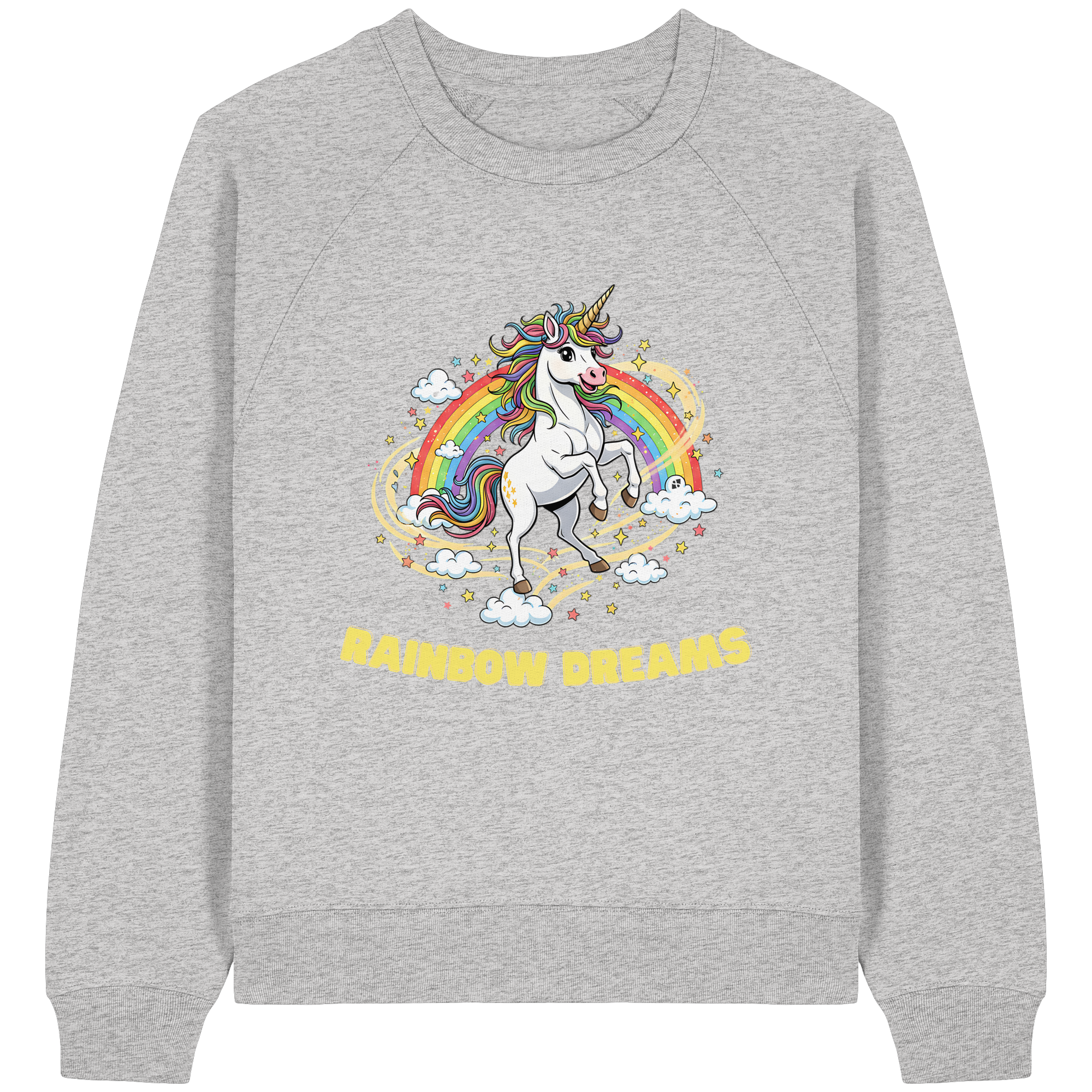 Unicorn Rainbow Dreams - Womens Organic Raglan Sweatshirt