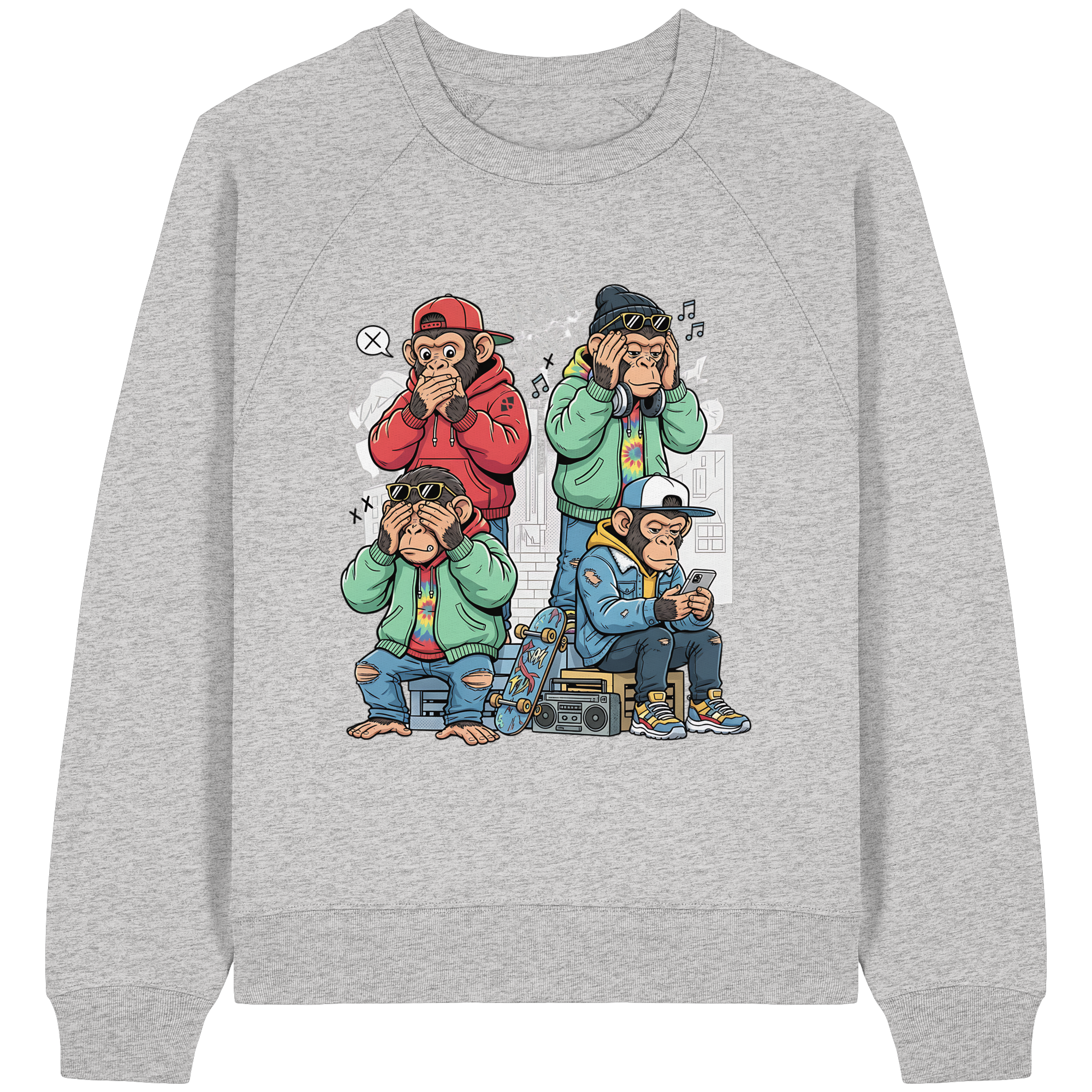 Die vier Stadtaffen - Womens Organic Raglan Sweatshirt