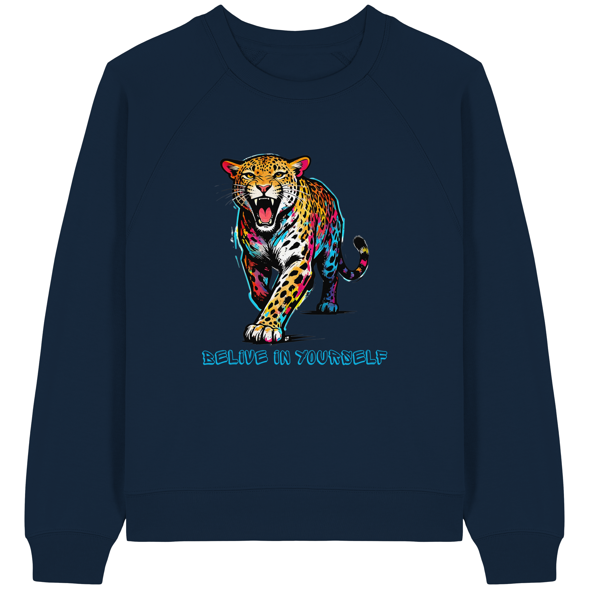 BIY Leopard - Womens Organic Raglan Sweatshirt