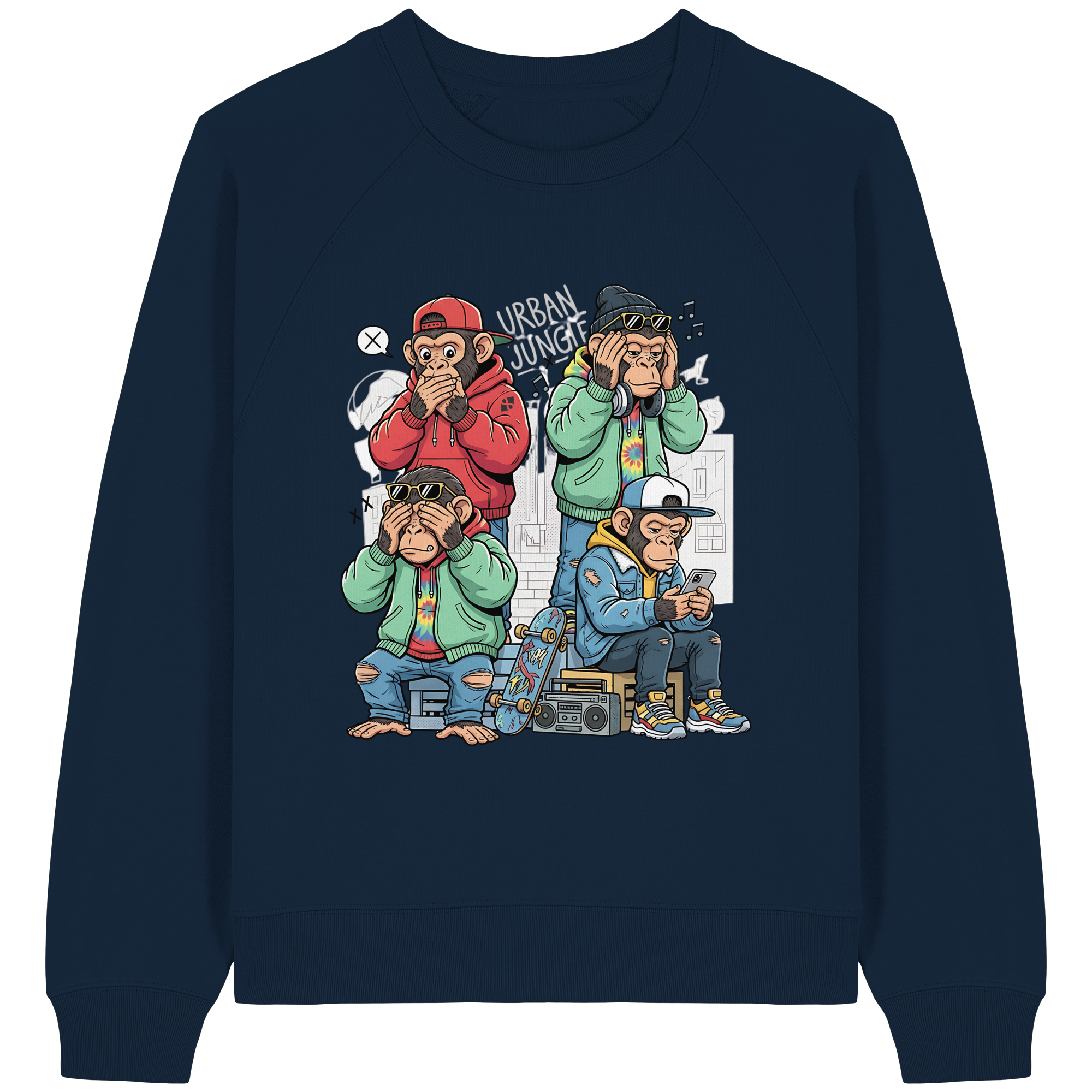 Die vier Stadtaffen - Womens Organic Raglan Sweatshirt