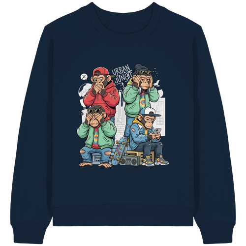 Die vier Stadtaffen - Womens Organic Raglan Sweatshirt