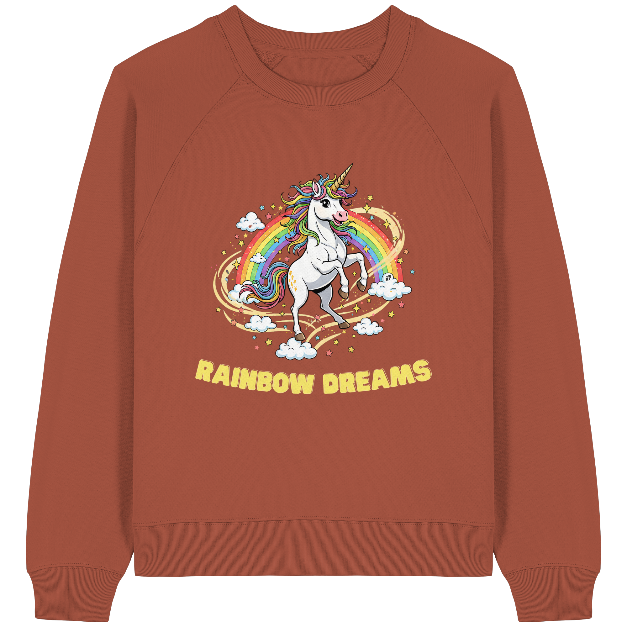 Unicorn Rainbow Dreams - Womens Organic Raglan Sweatshirt
