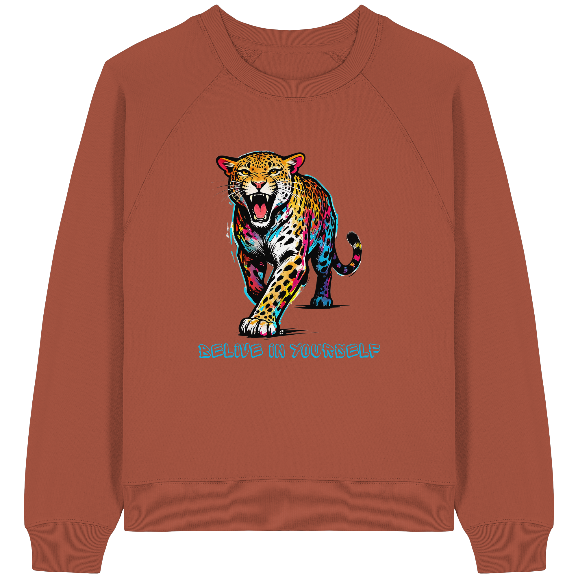 BIY Leopard - Womens Organic Raglan Sweatshirt
